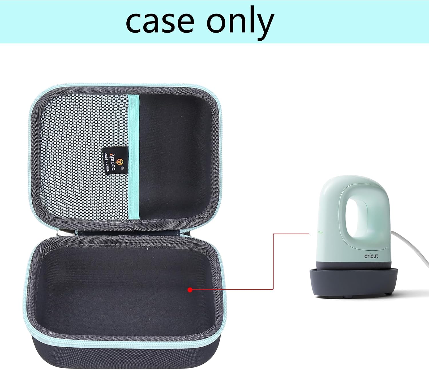 Aproca Case Compatible with Cricut EasyPress Mini Heat Press, Storage Portable Bag for Machine and Accessories -Black with Red Zipper (Case Only)