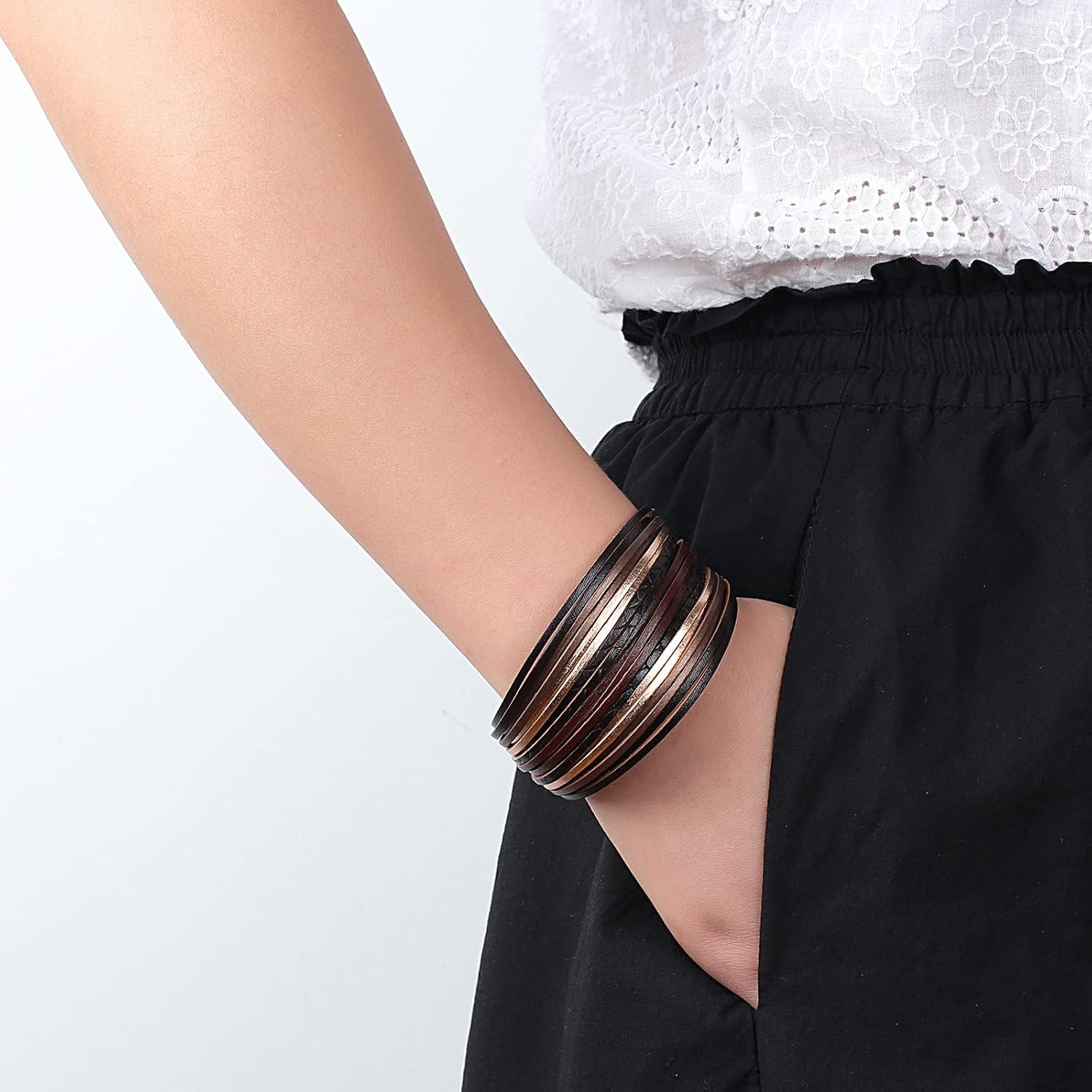 Fesciory Leather Wrap Bracelets for Women, Boho Western Layered Jewelry