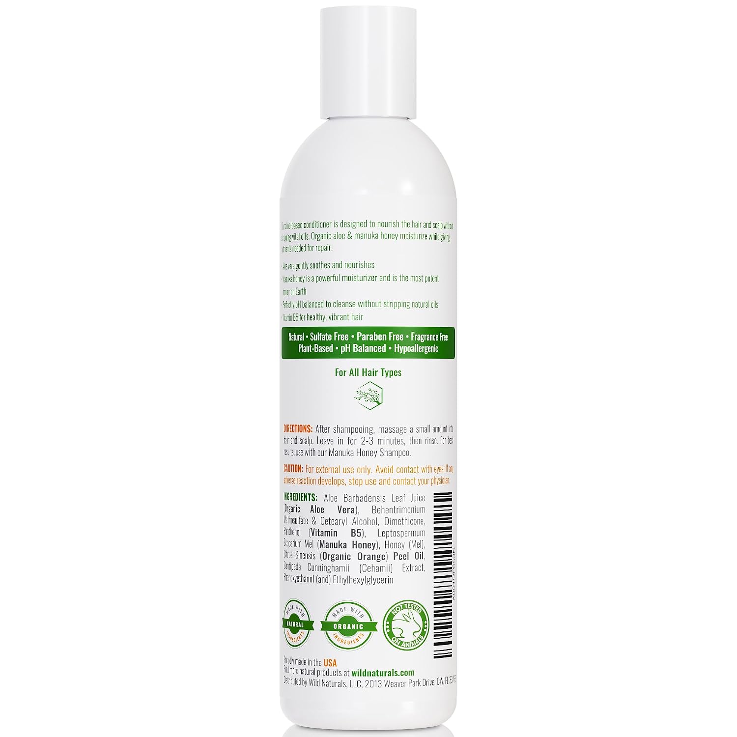 Natural Hydrating Conditioner for Dry & Itchy Scalp - Sulfate Free Dandruff Moisturizing Conditioner with Aloe Vera & Manuka Honey - for Oily Hair & Curly hair - Help Hair Growth with Coconut Oil