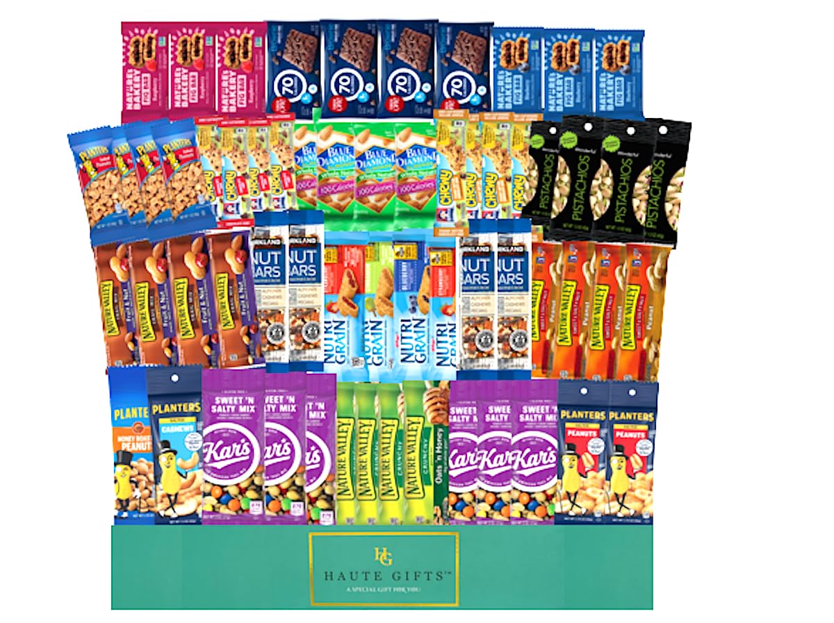 Ultimate Healthy Care Package (60 count), Snacks, Bars & Nuts Bulk Variety Pack - Healthy Travel Snack Box - Military Care Package