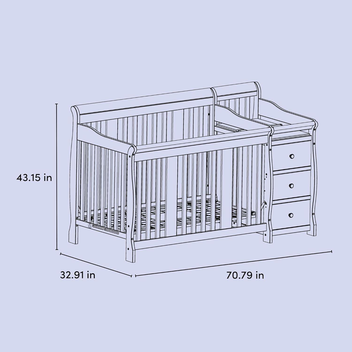 Storkcraft Portofino 5-in-1 Convertible Crib and Changer, Pebble Gray