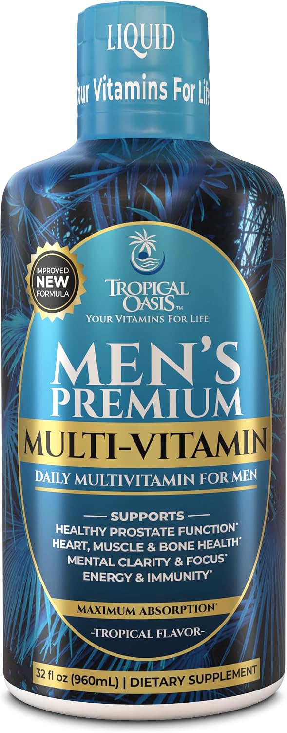 Tropical Oasis Adult Liquid Multivitamin -Liquid Multi-Vitamin and Mineral Supplement with 125 Total Nutrients Including; 85 Vitamins & Minerals, 23 Amino Acids, and 18 Herbs - 16 fl oz, 32 serv