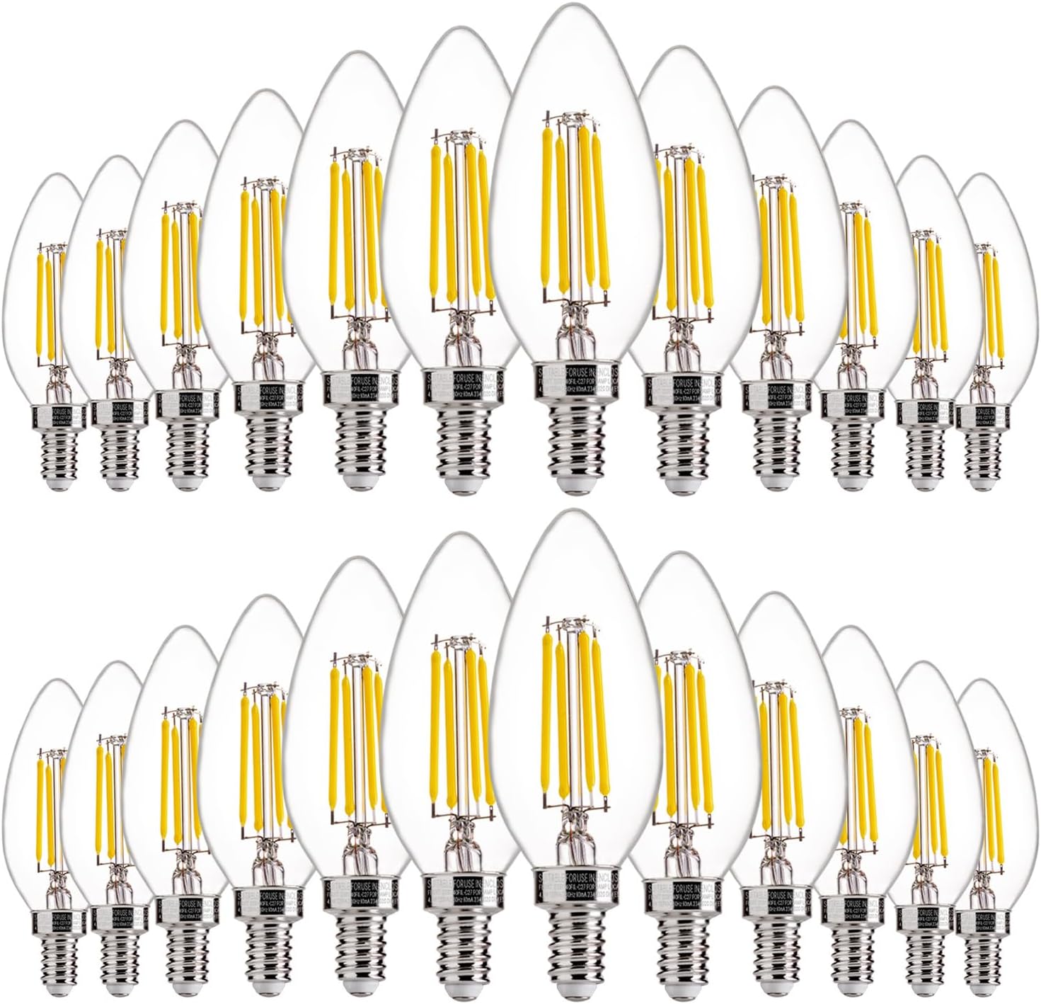 60W Equivalent LED Chandelier Light Bulbs, Dimmable, E12 Base, Clear B11 LED Filament Candelabra Bulbs, 2700K Soft White, 6 Pack