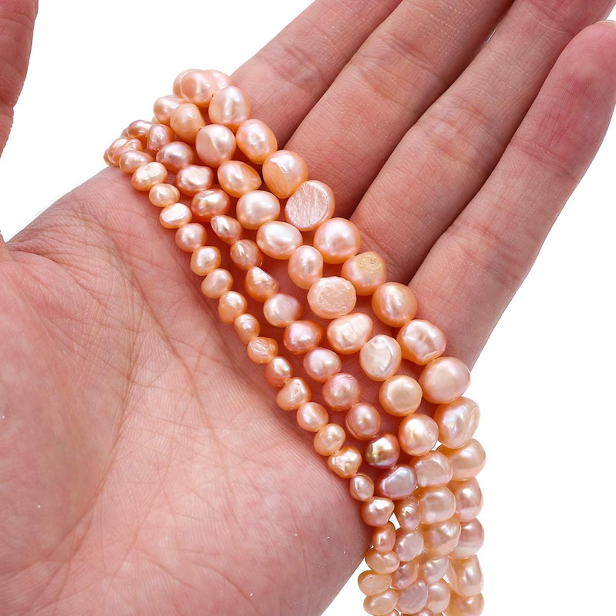 BEADIA Natural Pearl Beads Side Hole 7-8mm Purple Freshwater Cultured Loose Gemstone Beads for DIY Jewelry Making 13.8''/Strand