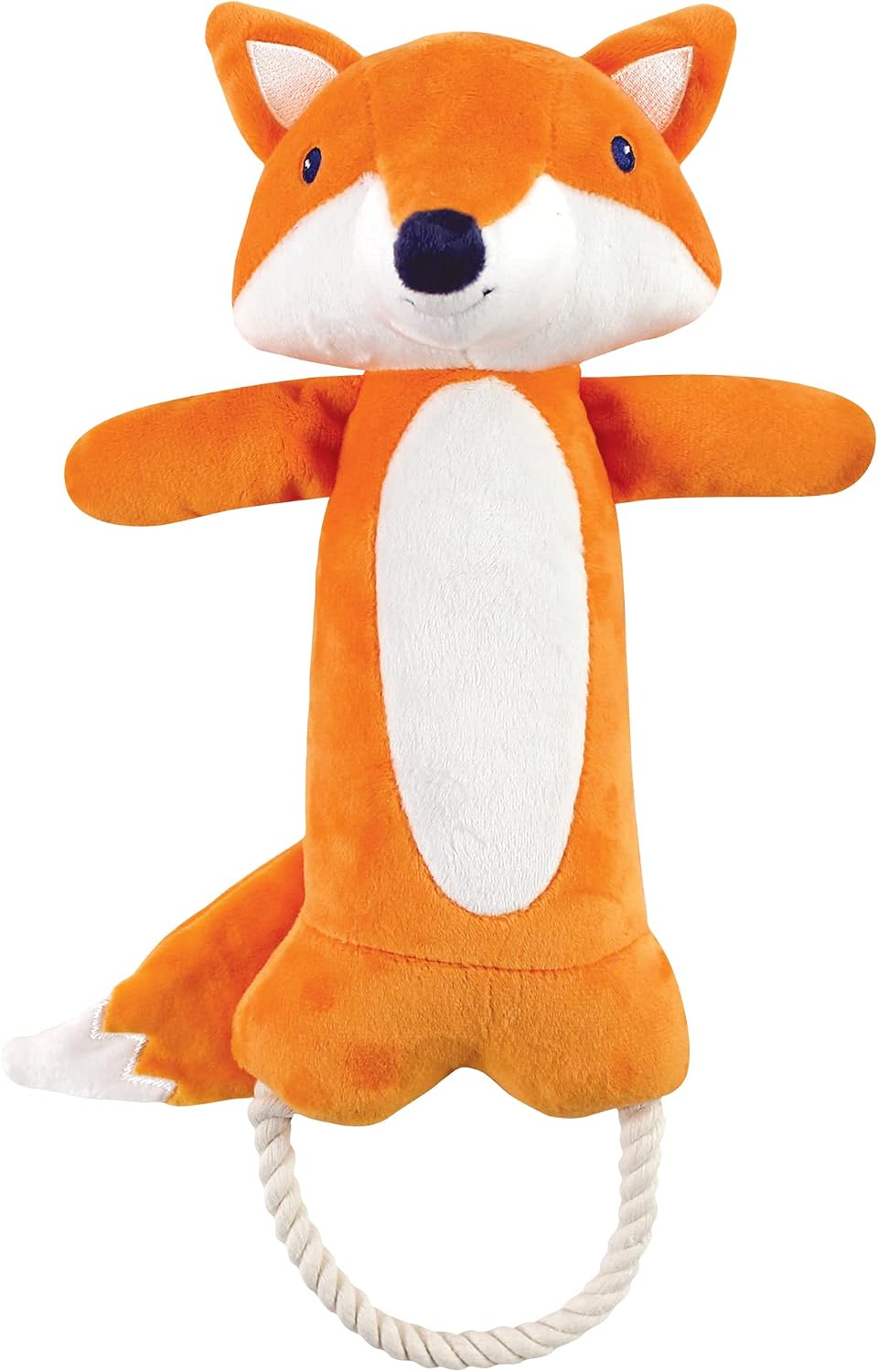 Luvable Friends Unisex Baby Squeaky Plush Dog Toy With Rope