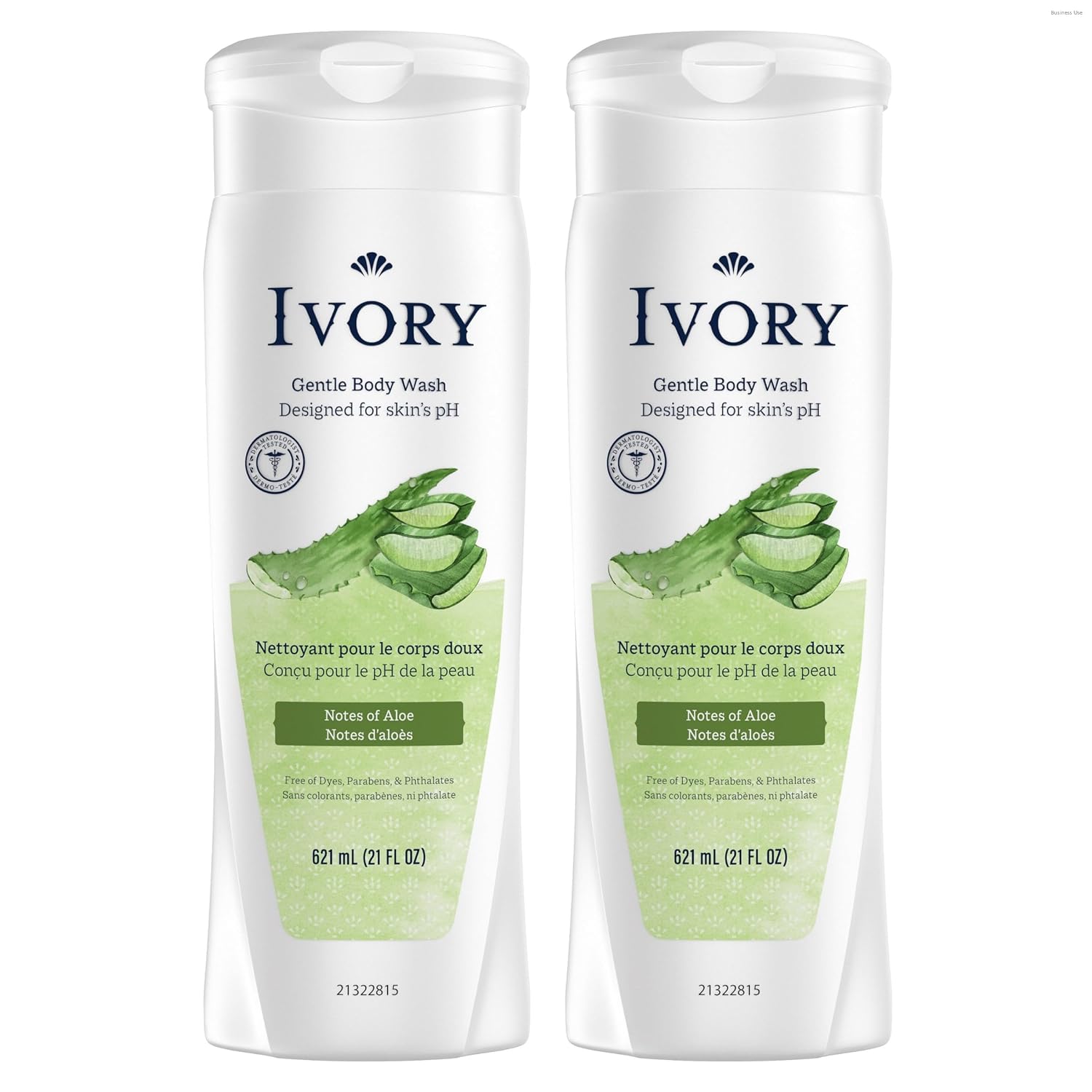Ivory Body Wash, Designed for the Whole Family, Gentle Formula, Free of Dyes Heavy Perfumes Parabens Phthalates & Silicones, Original Scent, 21 oz (Pack of 2)