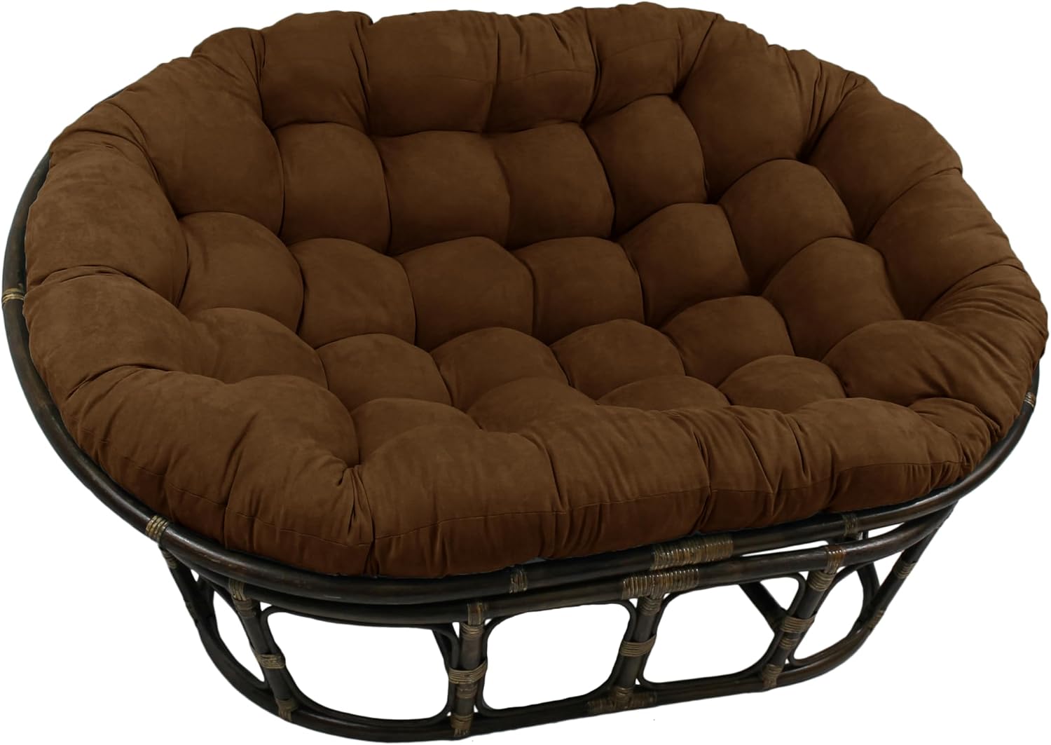 Blazing Needles Solid Microsuede Double Papasan Chair Cushion, 58" x 6" x 78", Black