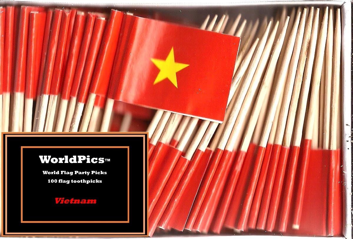 One Box of 100 Nicaragua Toothpick Flags, 100 Small Mini International Flag Cupcake Toothpicks or Cocktail Picks