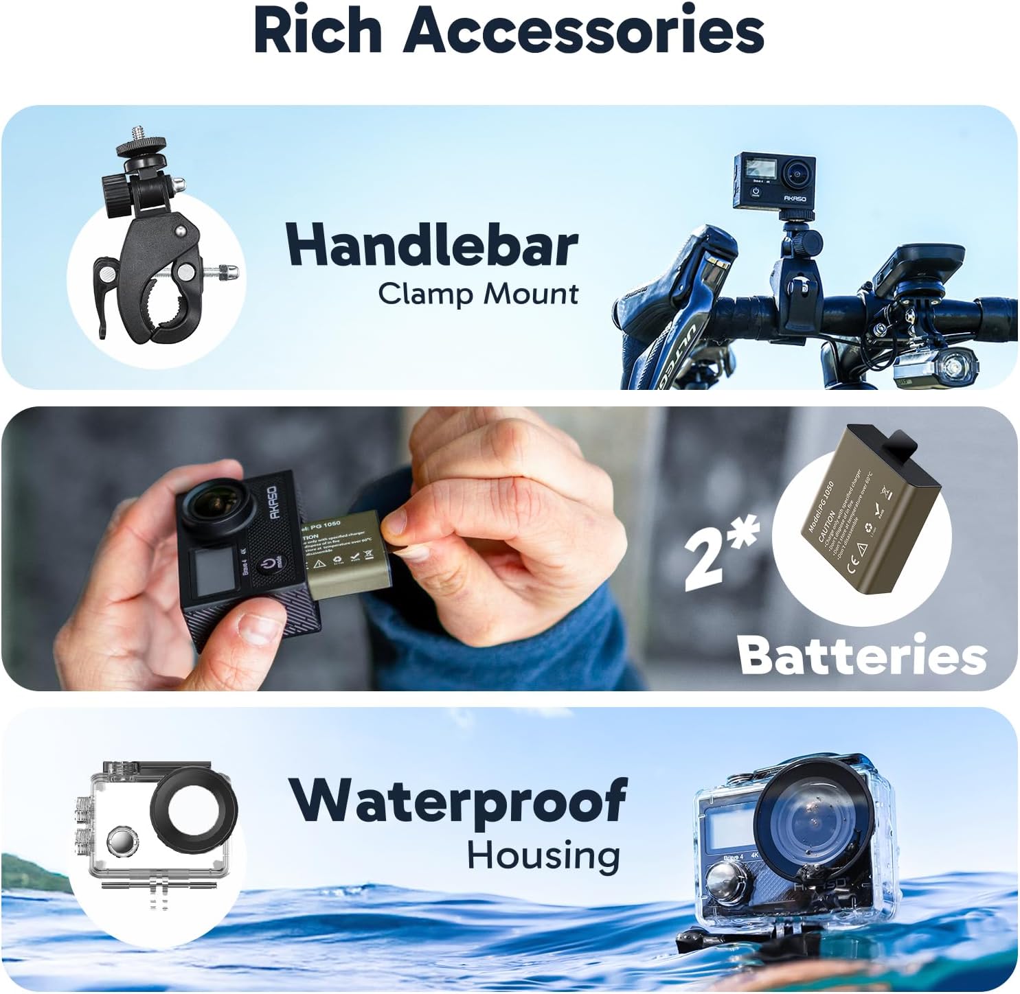 AKASO Brave 4 Action Camera 4K30 Ultra Hd Waterproof Underwater Camera | 20MP EIS WiFi Remote Control 170° FOV 5X Zoom Sport Camera for Snorkel