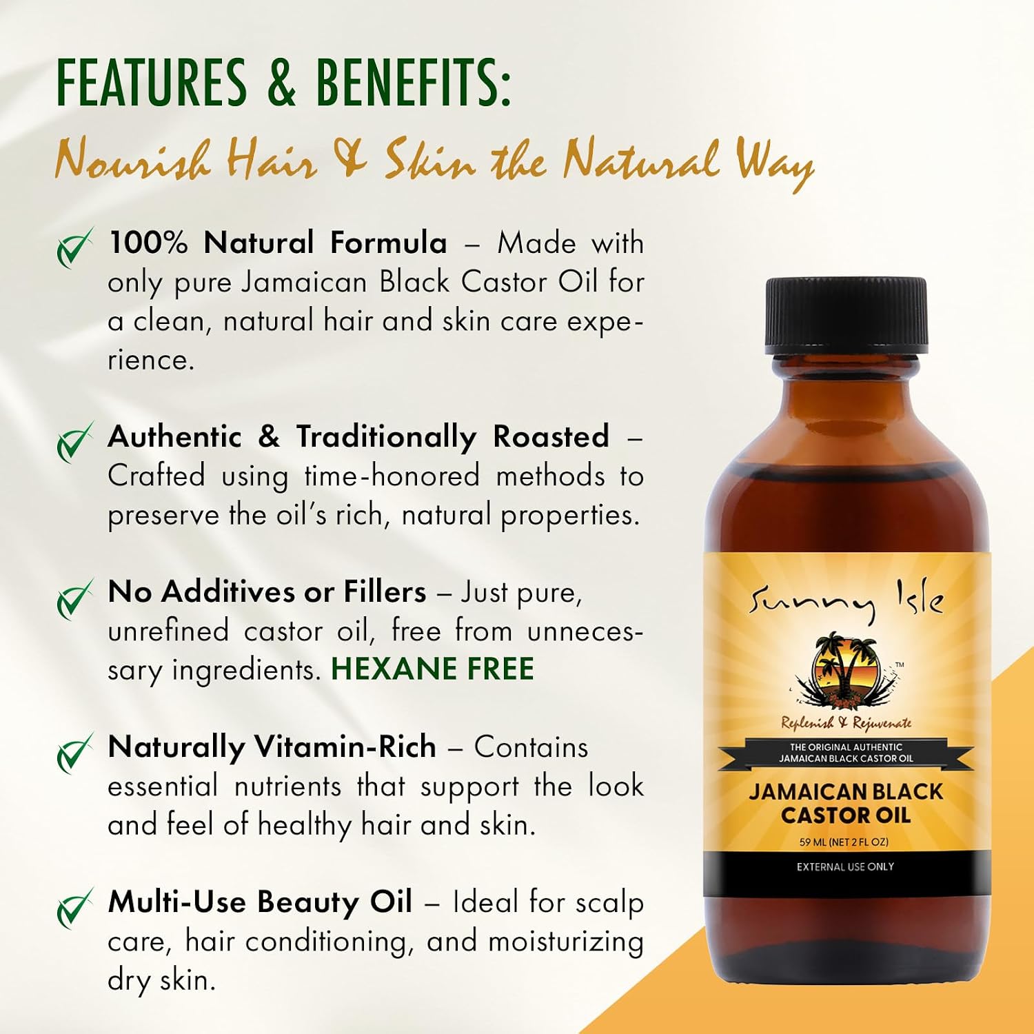 Sunny Isle Jamaican Black Castor Oil 4oz, Original, Authentic | Moisturizing JBCO for Hair Growth, Scalp Care, Edges, Eyebrows & Eyelashes, Conditioning for Dry Skin, Unscented
