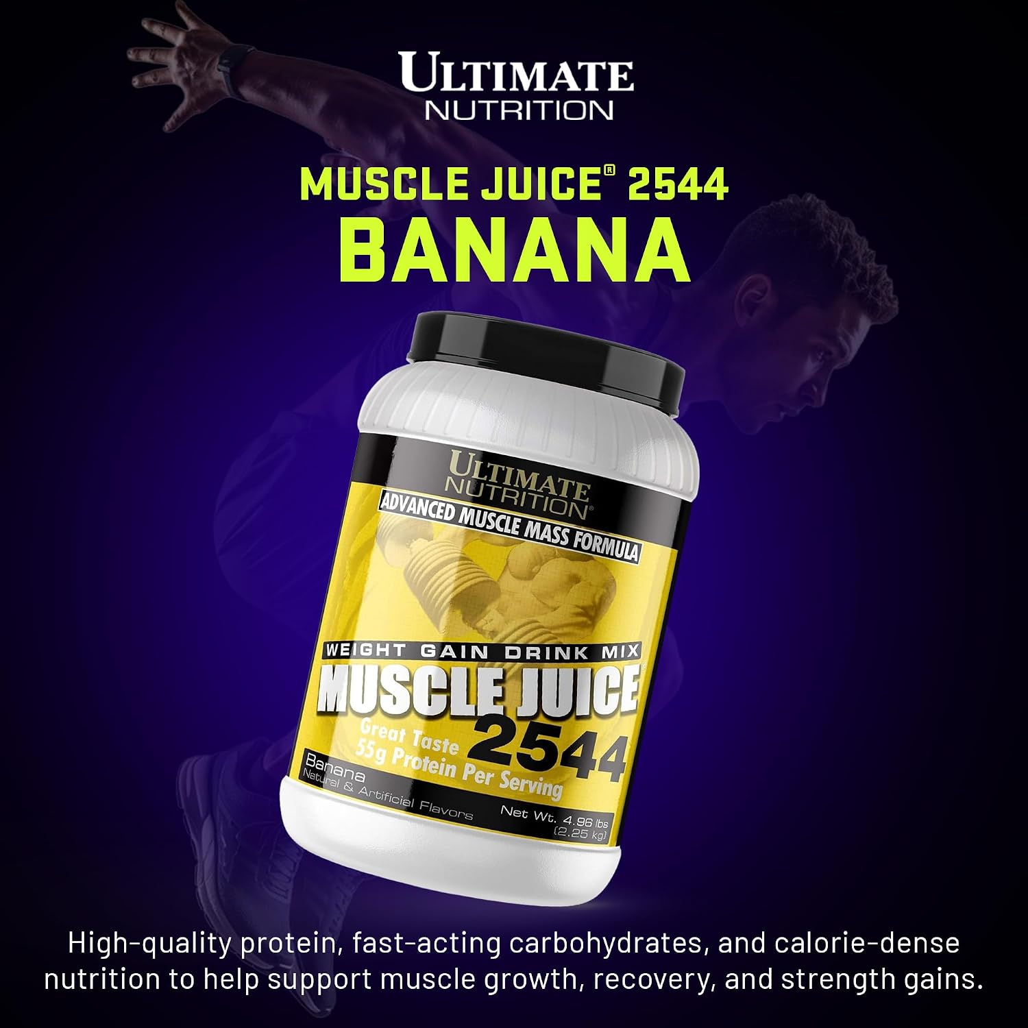 Ultimate Nutrition Muscle Juice 2544 Mass Gainer, Vanilla, 4.96 lb | 55g Protein Blend, 162g Carbs, 17g Fat, 1020 Calories, High Calorie Weight Gainer For Muscle Growth And Recovery