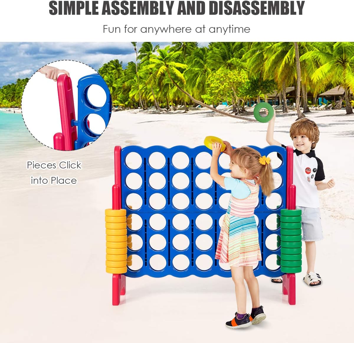 GLACER Giant 4-in-A-Row, Jumbo 4-to-Score Giant Game Set Backyard Games for Kids & Adults
