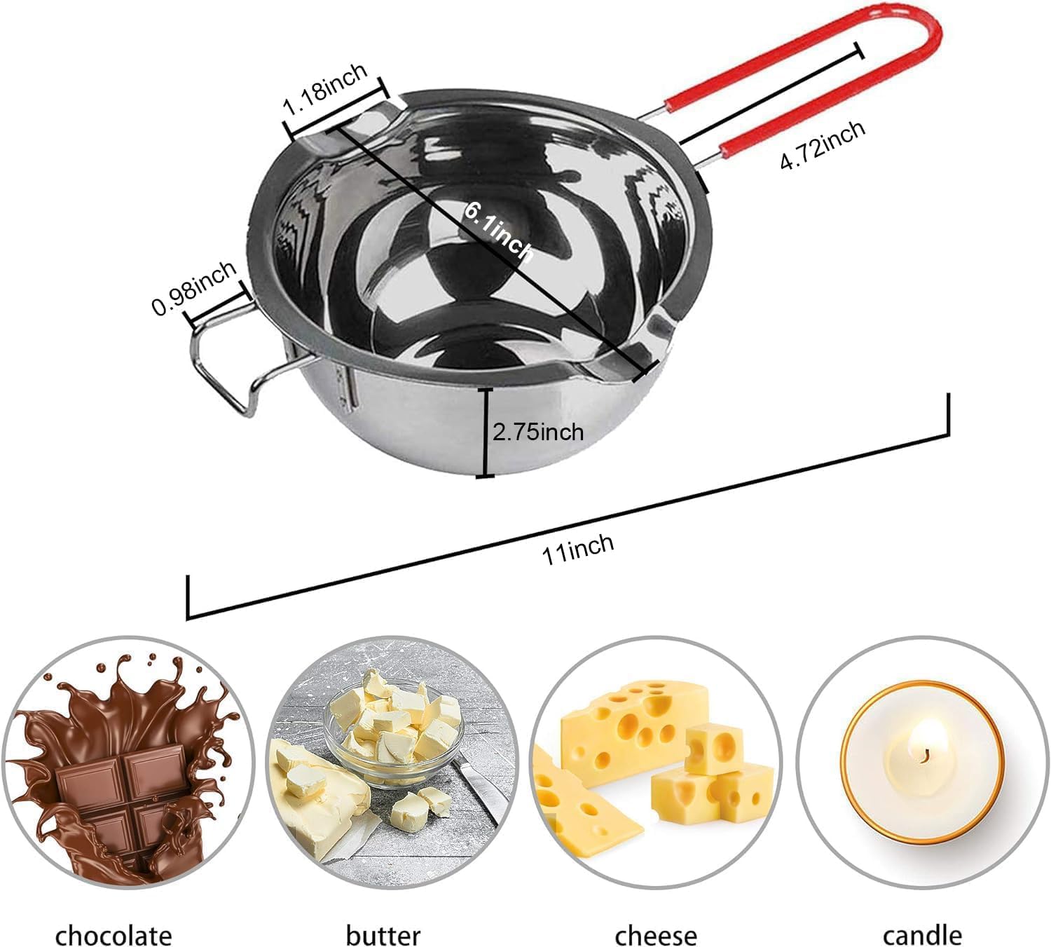 Stainless Steel Double Boiler Melting Pot, Double Boilers for Stove Top