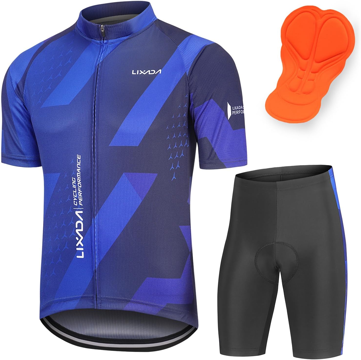 Lixada Men's Cycling Jersey Short Sleeve with Padded Shorts Quick-Dry Summer Short Bike Clothing Bicycle Shirts Pants Set