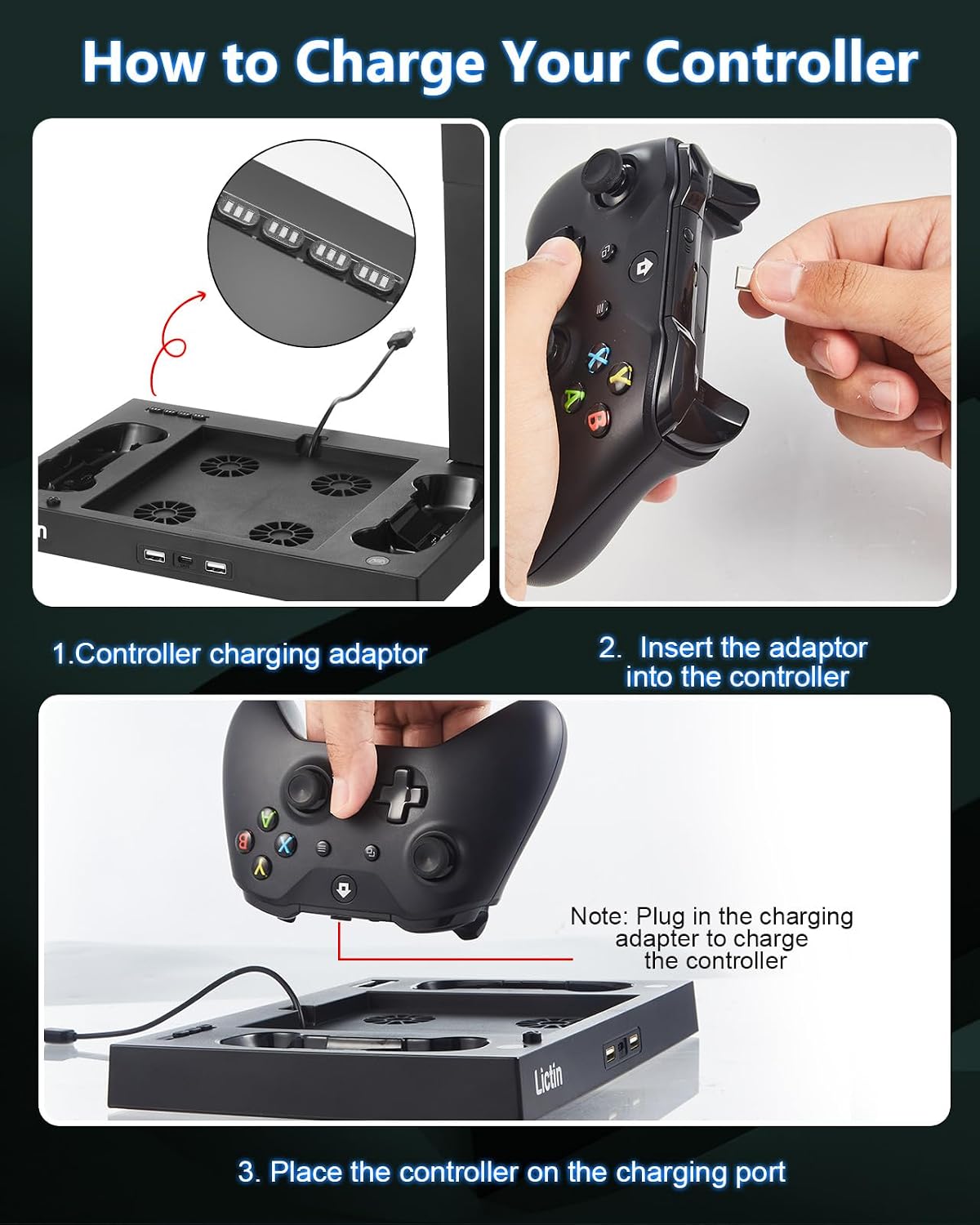 Lictin Cooling Fan Charging Station for Xbox Series X Console & Controller | Upgraded 4 Cooler Fan System Stand