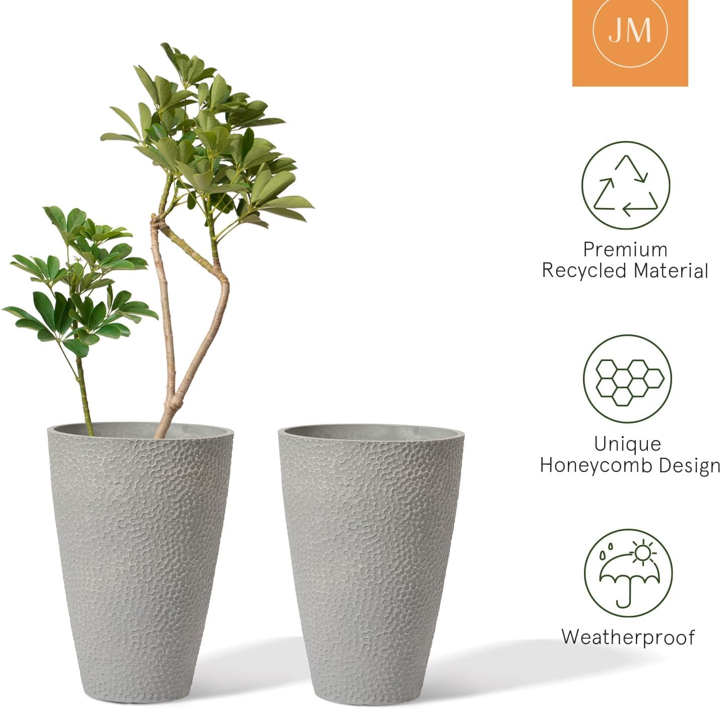 LA JOLIE MUSE Tall White Planter for Indoor Plants,20 Inch Tall Round Planter, Modern Flower Pot Containers,Large Decorative Tree Plant Pot,1 Pack