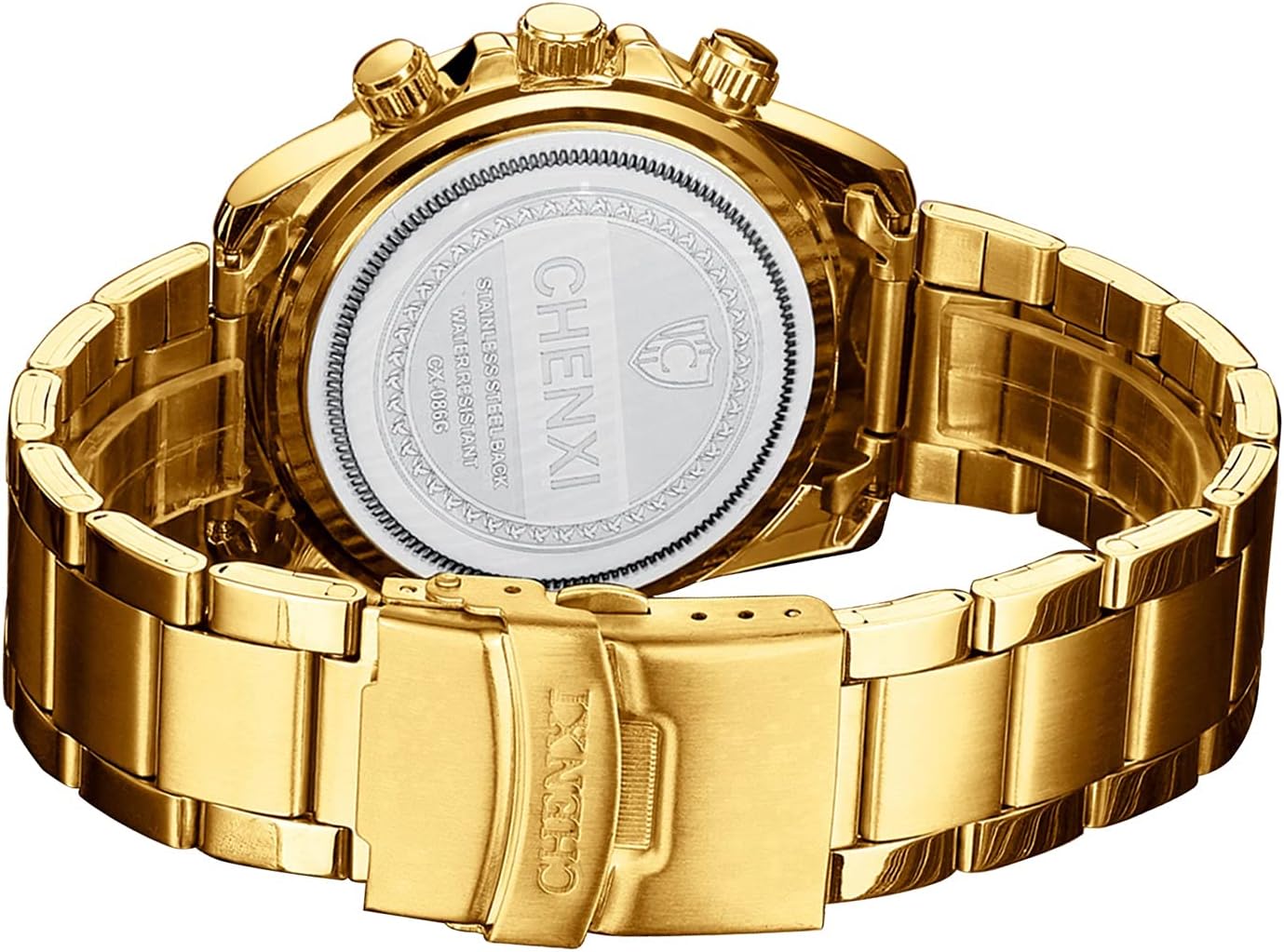 DREAMING Q&P Fq-005 Classic Style Gold Stainless Steel Mens Wrist Watches with Crystals for Man