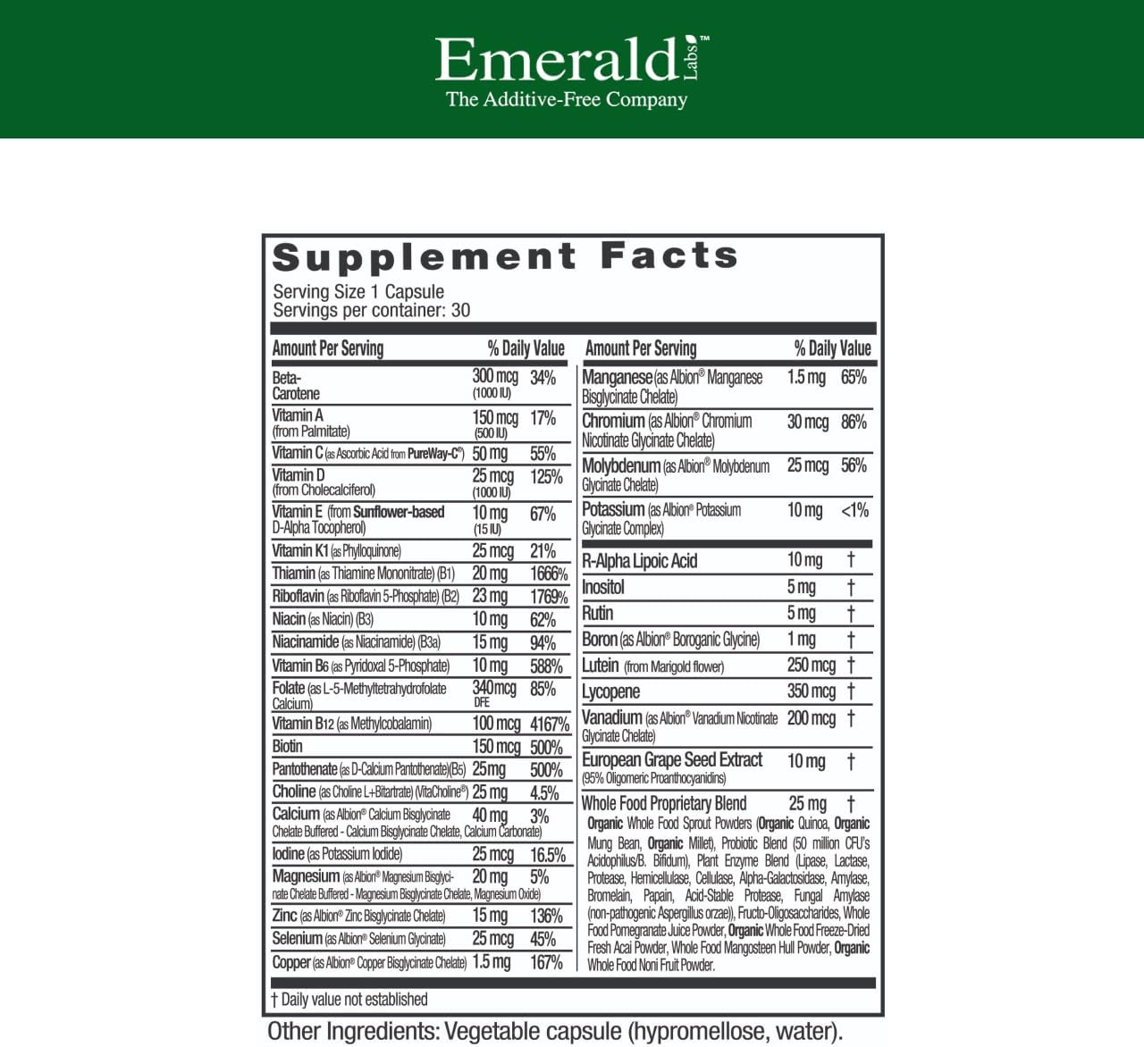 EMERALD LABS Men's 1-Daily Multi, 60 Capsules