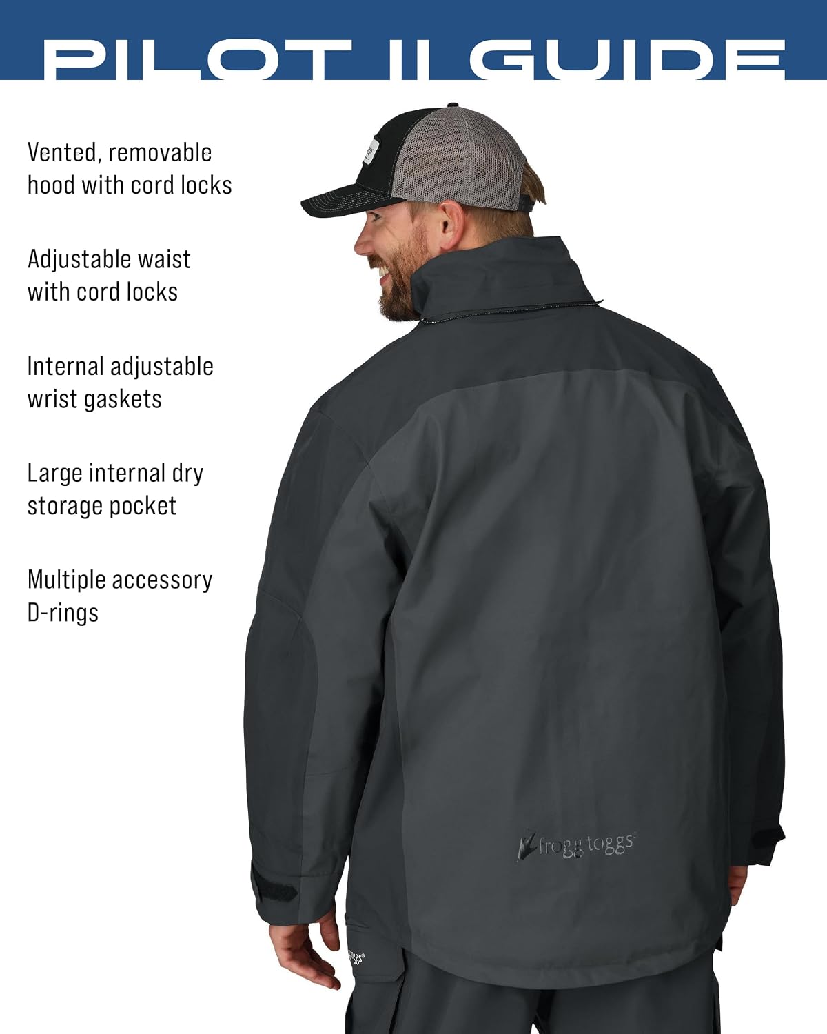 FROGG TOGGS Men's Pilot 2 Guide 3-Layer Waterproof Breathable Rain Jacket