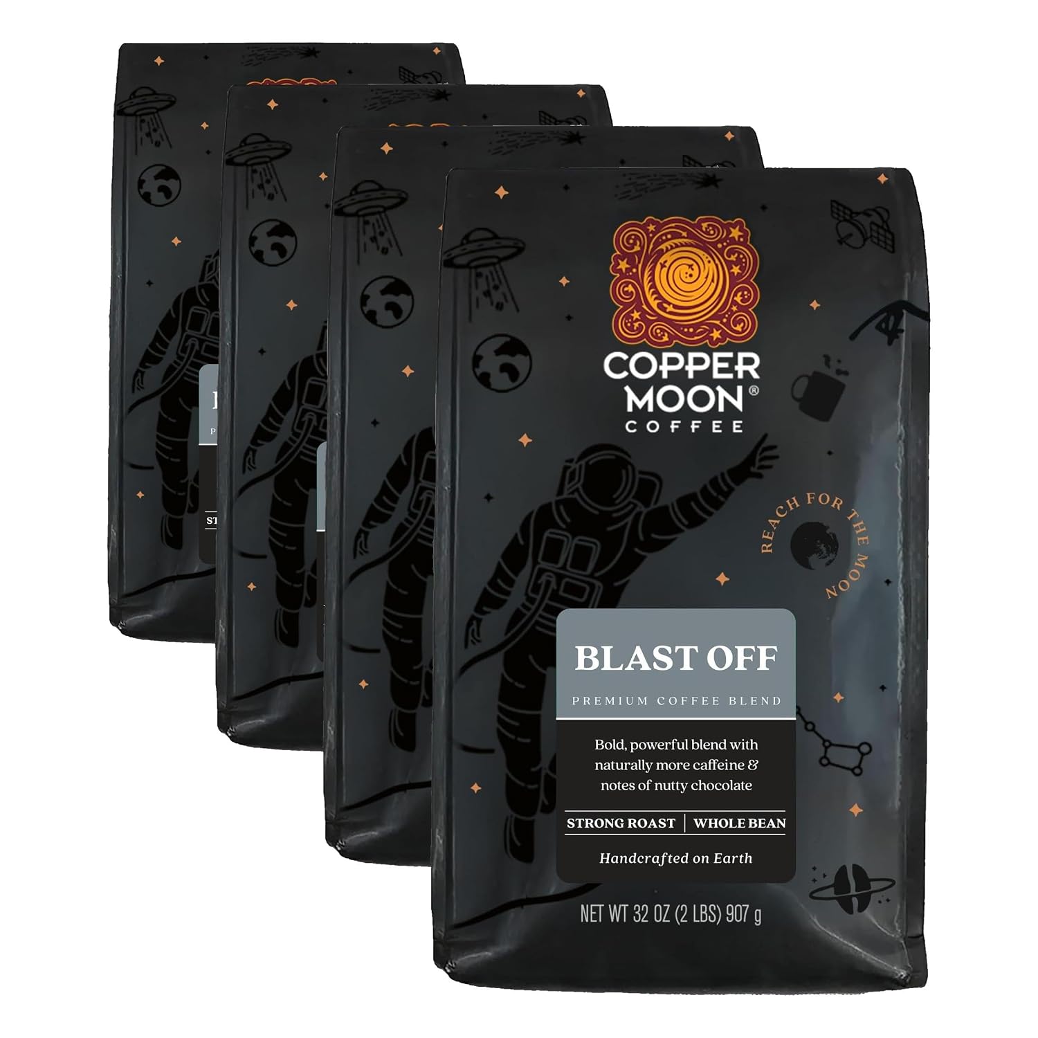Copper Moon Whole Bean Coffee, Dark Roast, Sumatra, 2 lb | 2 Pound Bag, Vegan, Allergen Free, Non-GMO, Kosher, Vegetarian, Small Batch Roasted