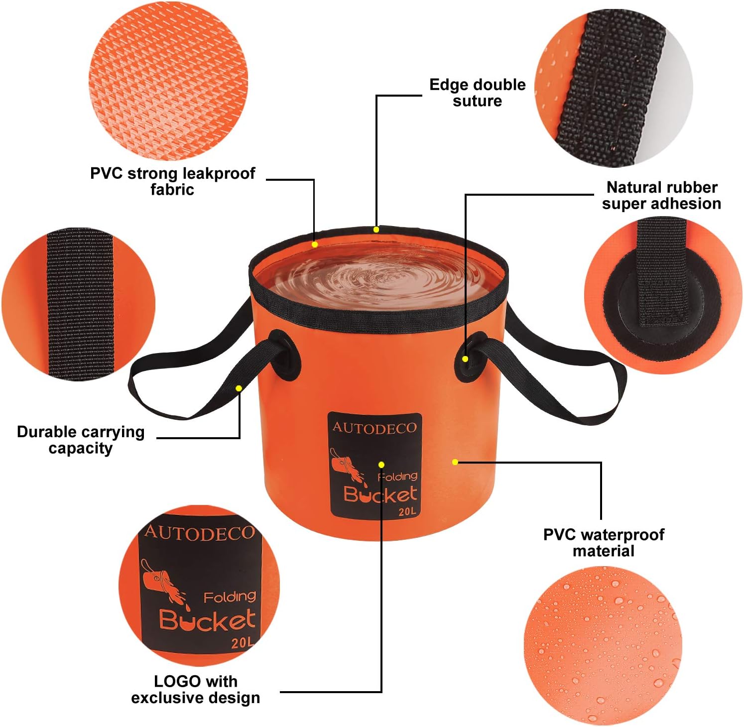 Collapsible Bucket 5 Gallon Container Folding Water Bucket Portable Wash Basin 20L