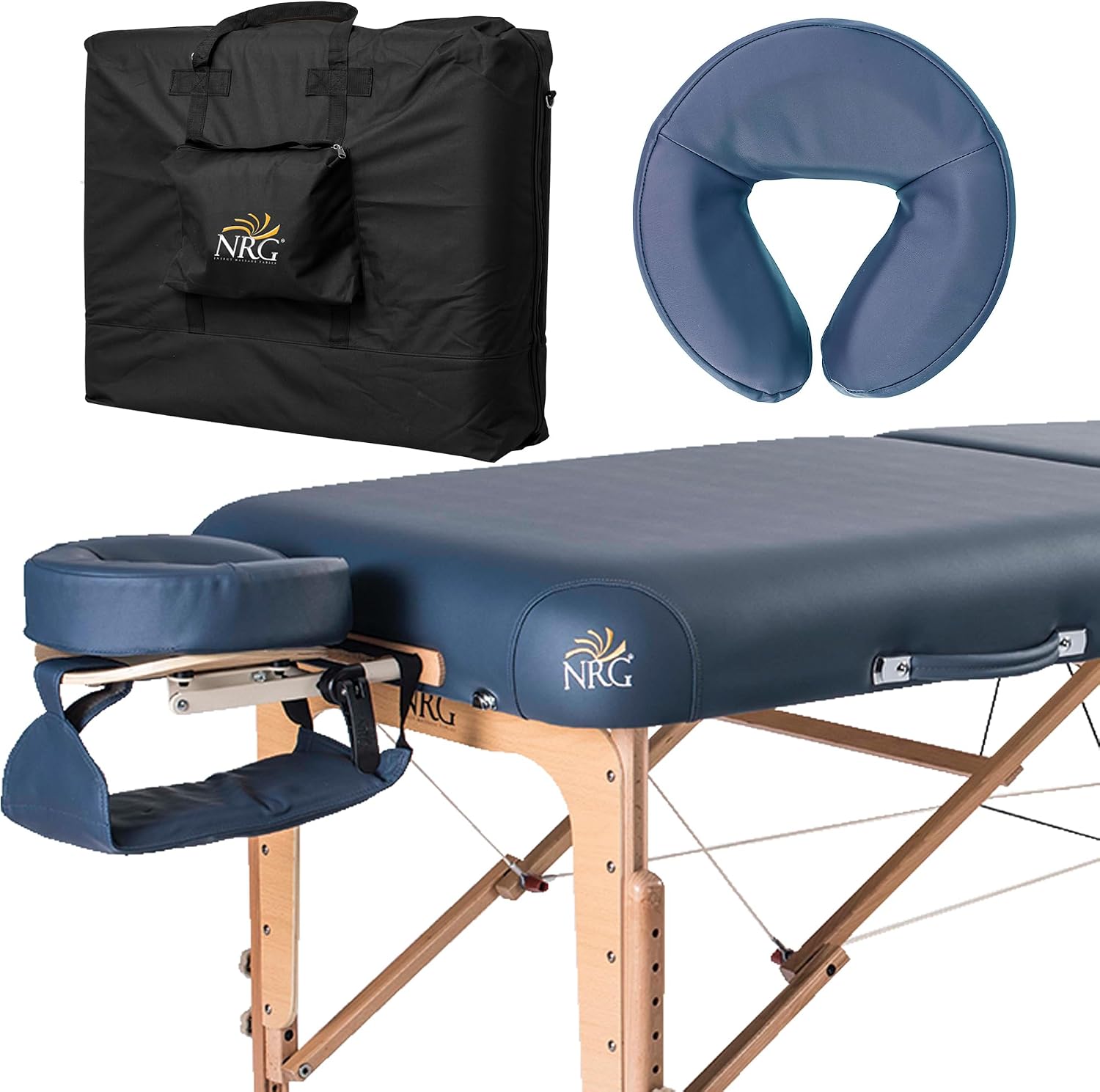 NRG Vedalux Portable Massage Table Package | Burgundy | Folding Lightweight Massage Bed | Professional Spa Table with Face Cradle, Hanging Armrest & Carrying Case