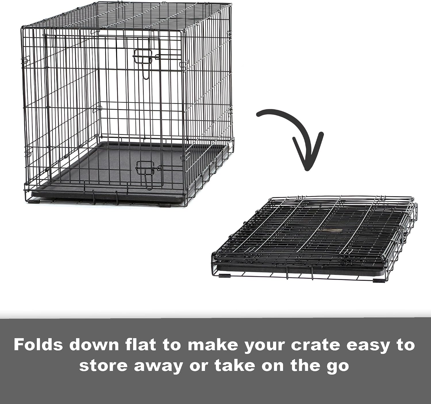 Midwest Homes for Pets 24-Inch New World Crate for Small Breeds, 12-20 lbs, Double Door Folding Dog Crate, Leak-Proof Tray & Secure Latches, Portable, Durable & Easy to Assemble