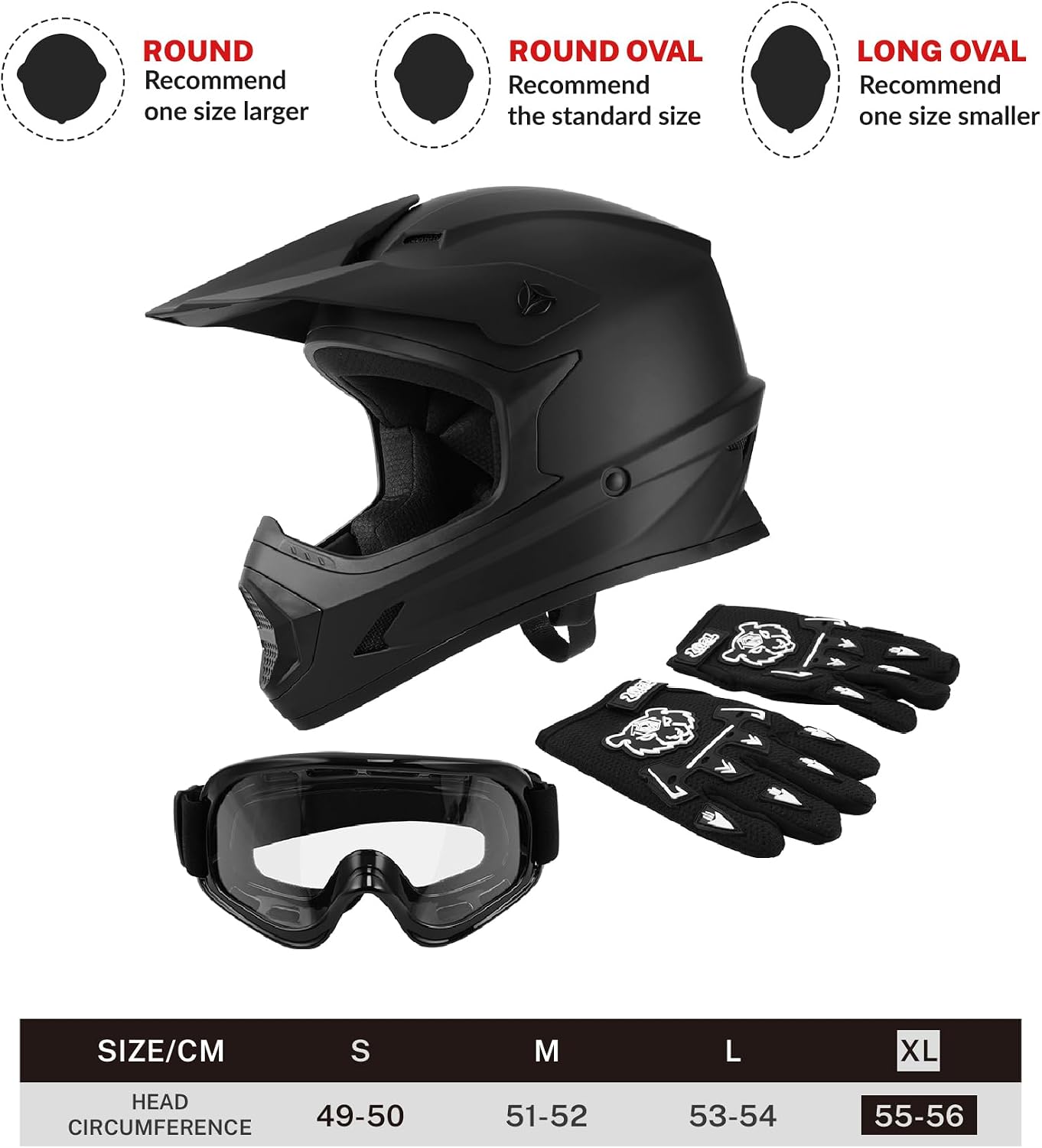 SLMOTO ATV Helmets for Kids Youth DOT Motocross Offroad Street Helmet Motorcycle Blue Helmet Dirt Bike Motocross Helmet+Goggles+Gloves