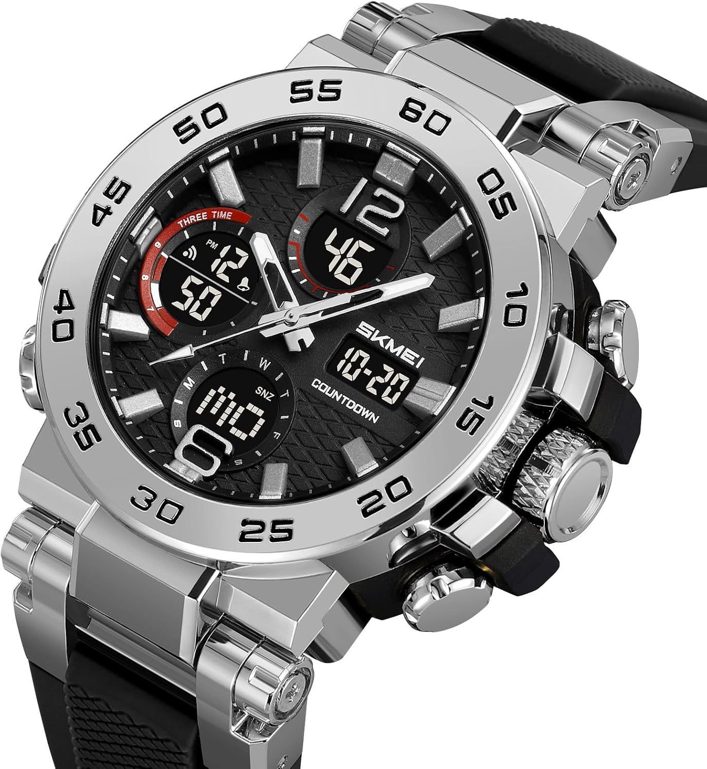 FANMIS Men's Analog Digital Sport Watch Military Dual Display 50M LED Watch | Men's Dual Display Sports Watches With Led Backlight Alarm Stopwatch 12/24h Time Outdoor Running Swimming