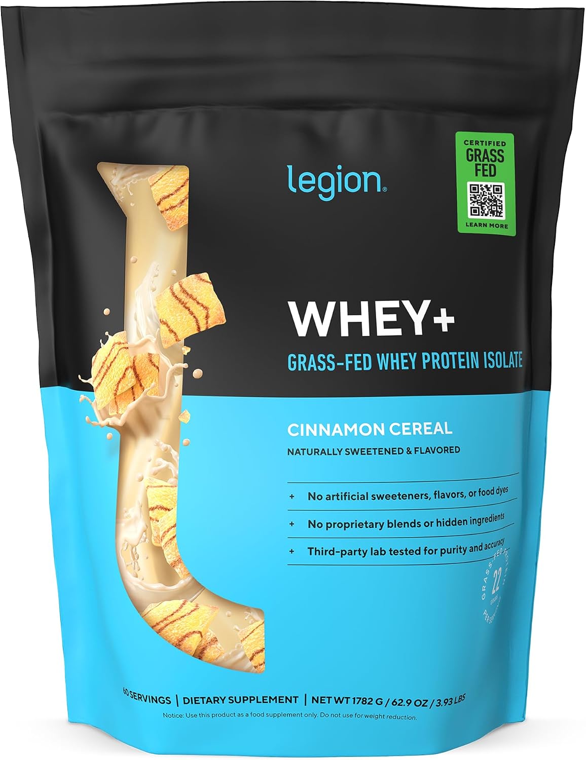 LEGION Whey+ Protein Whey Isolate from Grass Fed Cows (French Vanilla, 30 Servings) - Whey Protein Isolate Powder, Low Calorie, Non-GMO, Sugar Free, Lactose and Gluten Free, All Natural Protein Powder