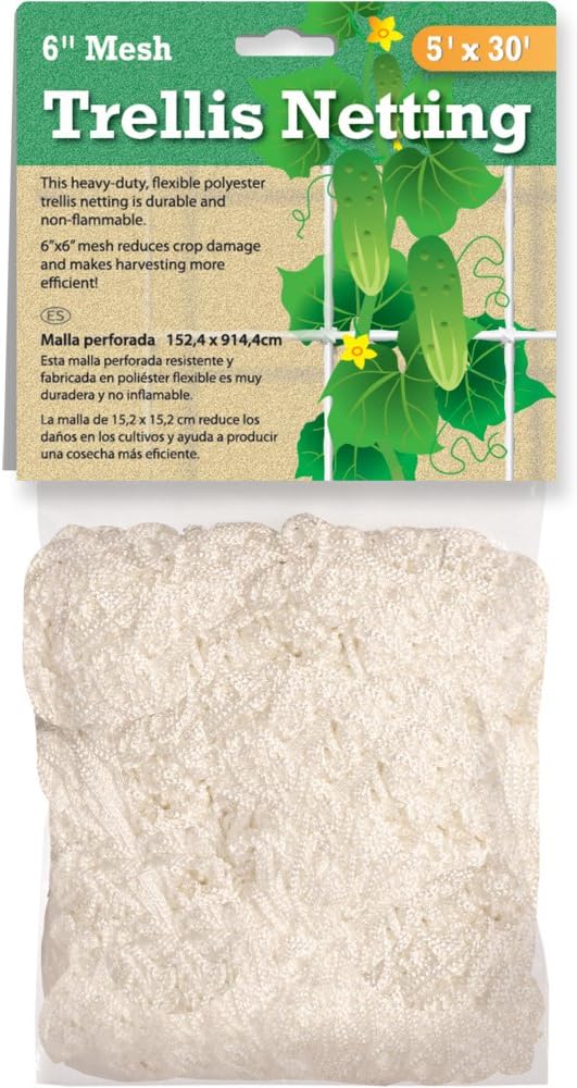 Hydrofarm HGN84 Flexible Polyethylene, 4 x 8', 6" Mesh Trellis Netting, 4x8 Feet