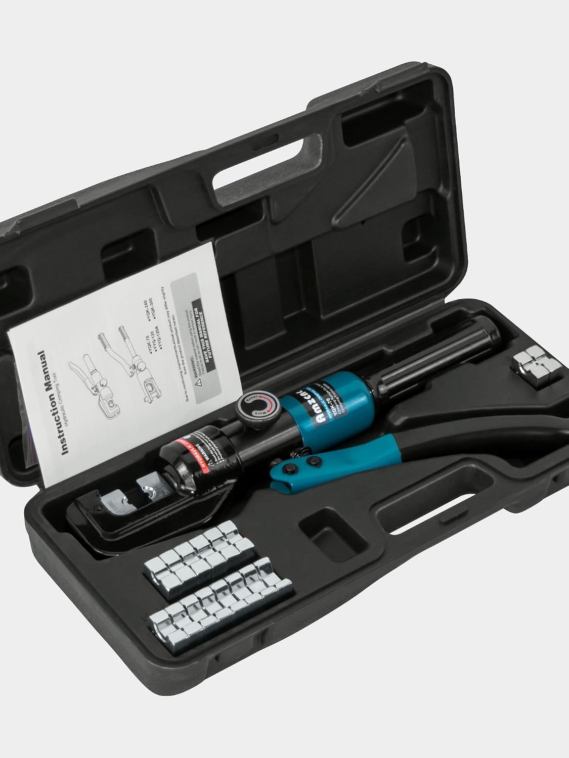10 Ton Hydraulic Battery Cable Crimper, 180° Rotating Head | Electricians & Contractors, Easy One-Hand Operation