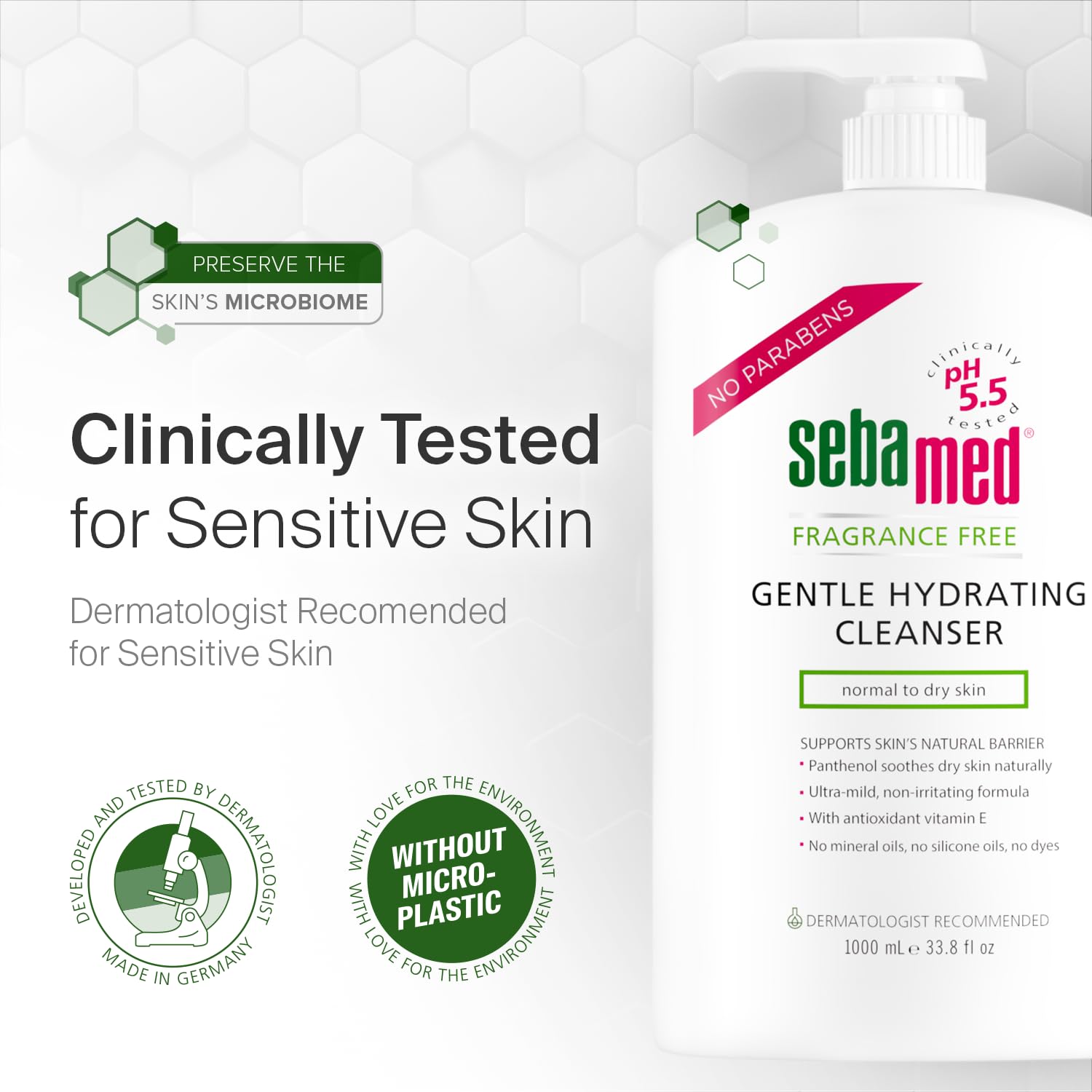 SEBAMED Fragrance-Free Gentle Face and Body Hydrating Cleanser pH 5.5 Dermatologist Recommended Ultra Mild Formula for Normal To Dry Sensitive Skin