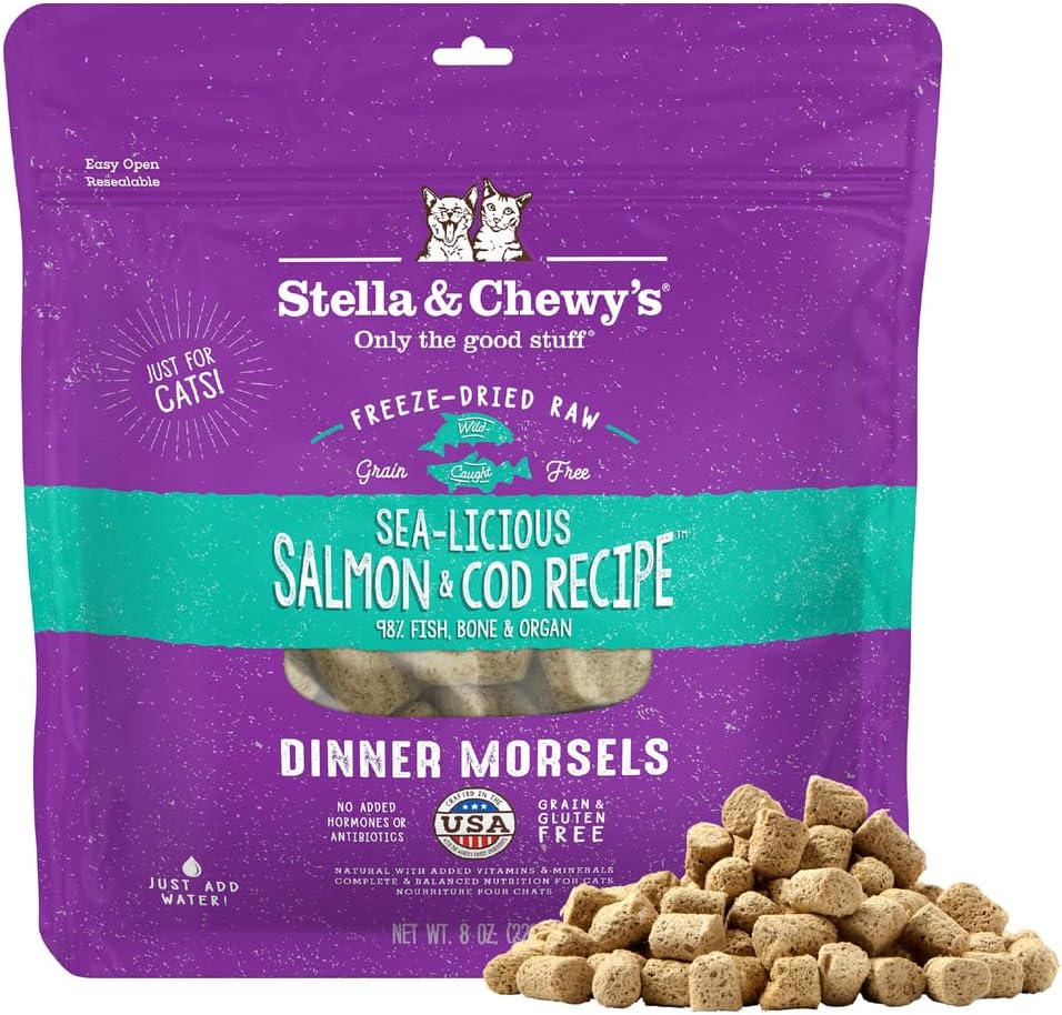 Stella & Chewy's Freeze-Dried Raw Cat Dinner Morsels - Premium Chicken Recipe with 98% Cage-Free Meat & Organs - Natural Grain-Free Cat & Kitten Food - Made in USA - 18 oz