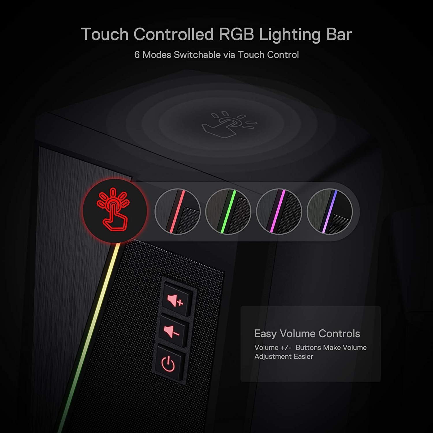 Redragon GS520 Wired 2.0 Channel Stereo Sound Desktop RGB Computer Speakers