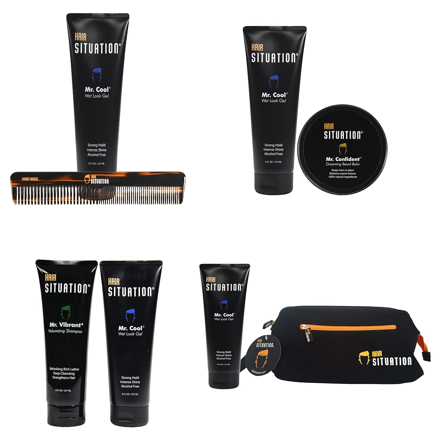Hair Situation Mr. Cool Wet Look Strong Hold Hair Styling Hair Gel, High Shine, Anti-Humidity Shield, Anti-Frizz Fly Away, Alcohol-Free