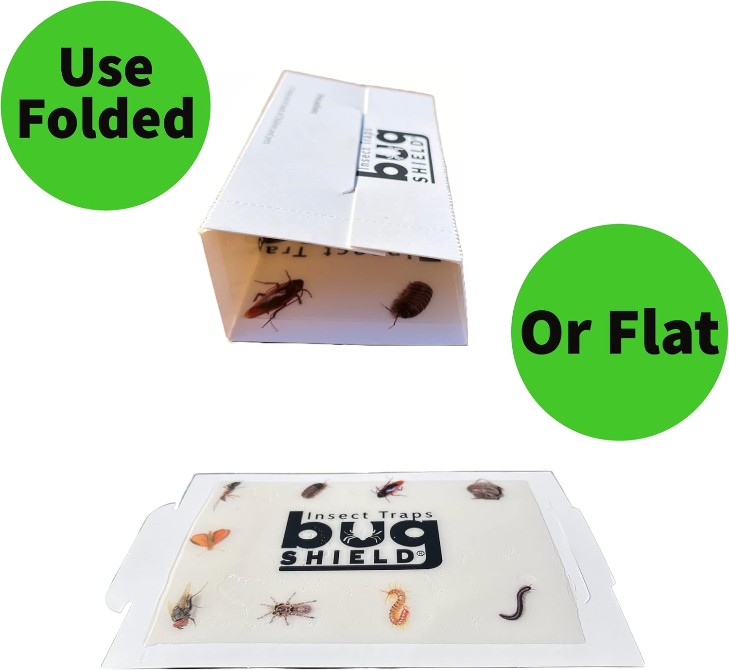 Bug Shield Sticky Glue Traps 72 Glue Boards, All Types of Incets, Spiders, Cockroaches, Ants, Cave Crickets, and More. Professional Strength Glue.