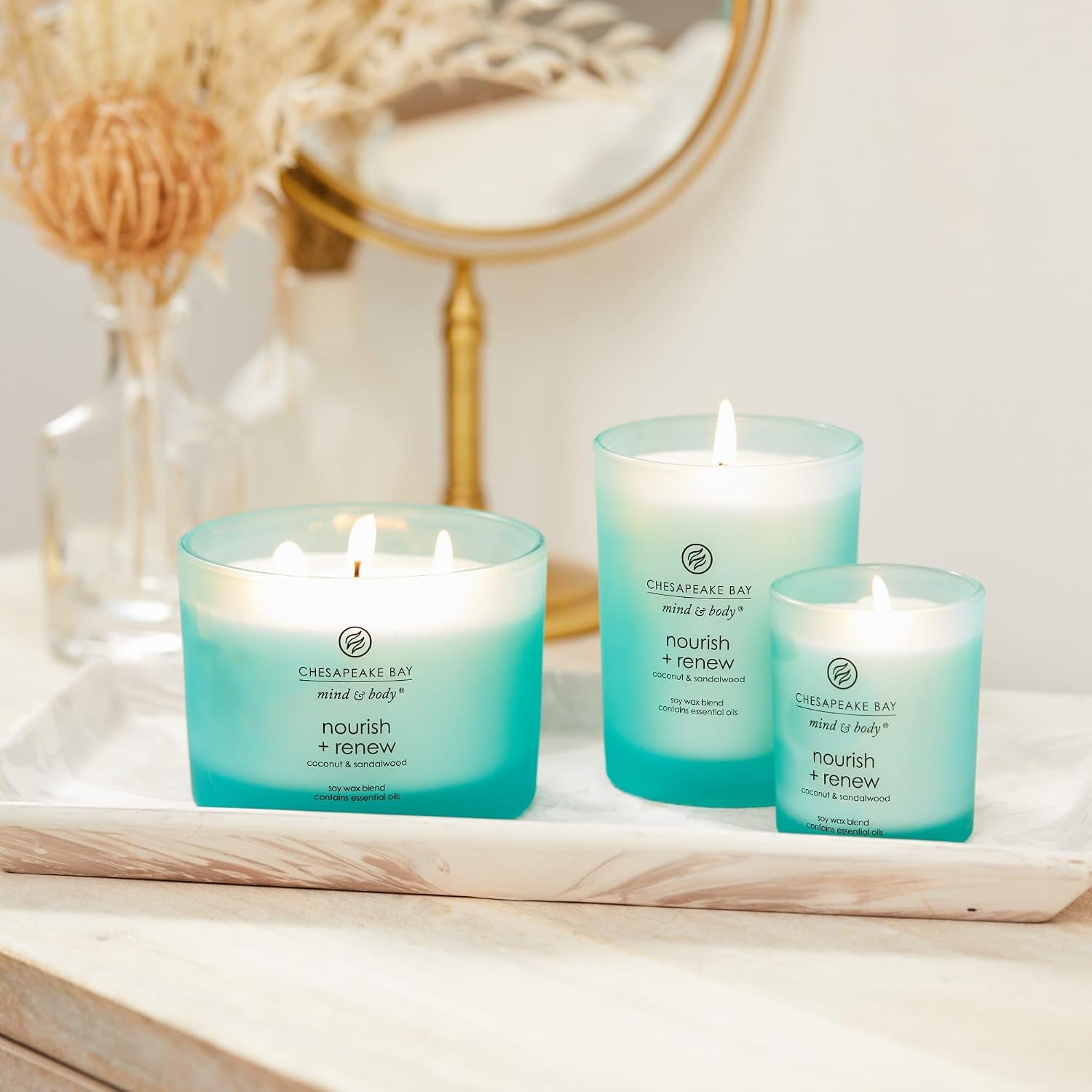 Chesapeake Bay Balance + Harmony Scented Candle Water Lily Pear Fragrance 50 Hours Burn Time Warm & Decorative Soy Wax Blend