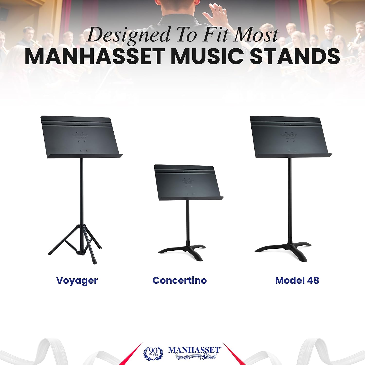 Manhasset M91 Music Stand Shelf Extenders - Pair | Pair of Music Stand Shelf Extenders, Extra Support for Oversized Scores, Books and Sheet Music