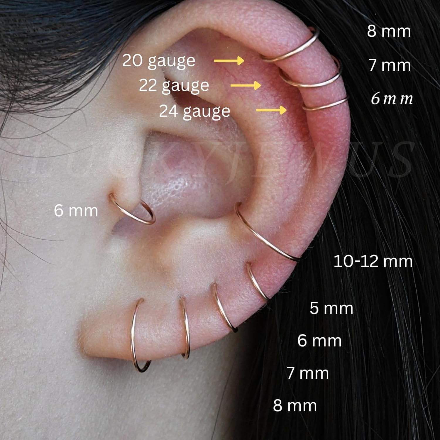 Small Gold or Sterling Silver Huggie Hoop Earrings for Women Cartilage Nose Helix Tragus