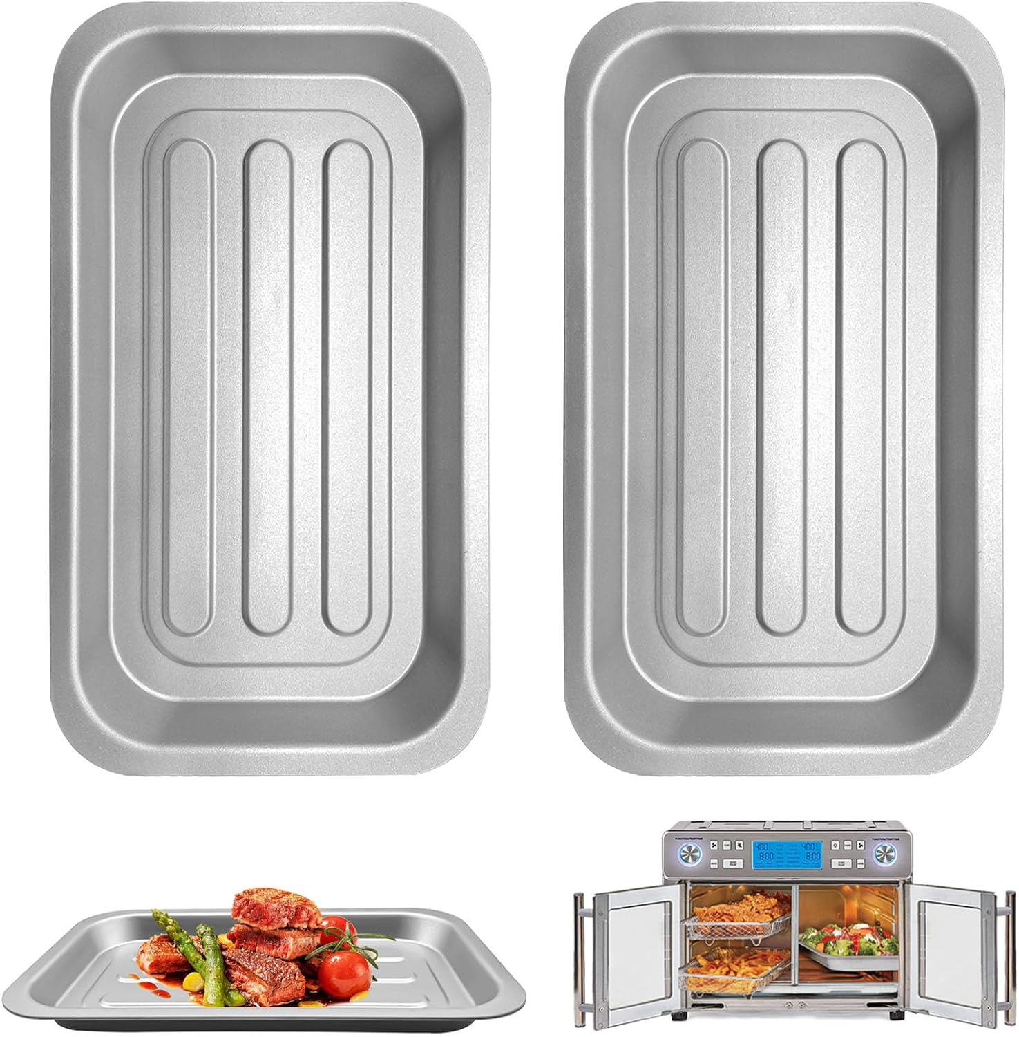 GCQ Air Fryer Tray for Emeril Lagasse Everyday 360 Air Fryer, 12''×10'' Stainless Steel Air Fryer Accessories Tray Bake Pan Replacement Parts, Not fit for Emeril Lagasse 26 QT 25 QT French Door