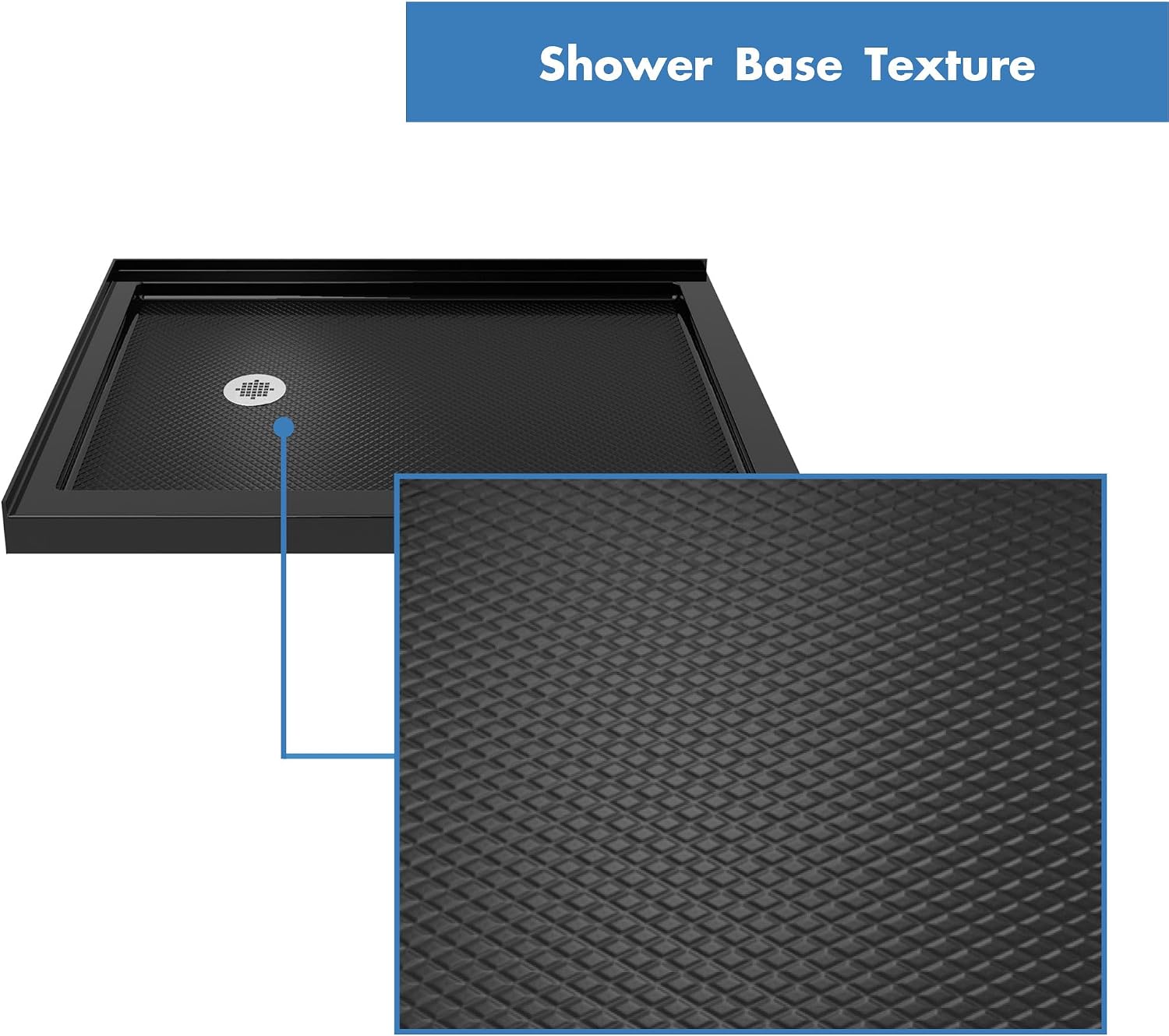 DreamLine SlimLine 34 in. D x 48 in. W x 2 3/4 in. H Right Drain Double Threshold Shower Base in White, DLT-1034482