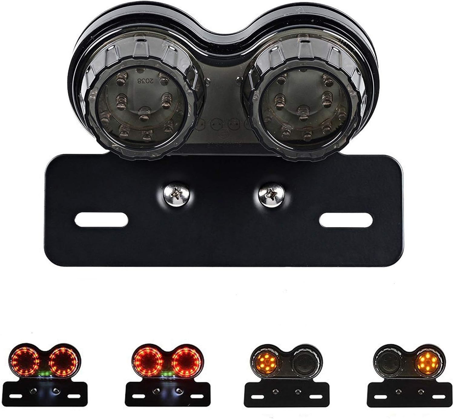 ANKIA 40-LED 40W Motorcycle Tail Light Integrated Running Lamp | Brake&Turn Signal Light with License Plate Bracket for Harly Motorcycle Street Bike Cruiser Chopper (Black)