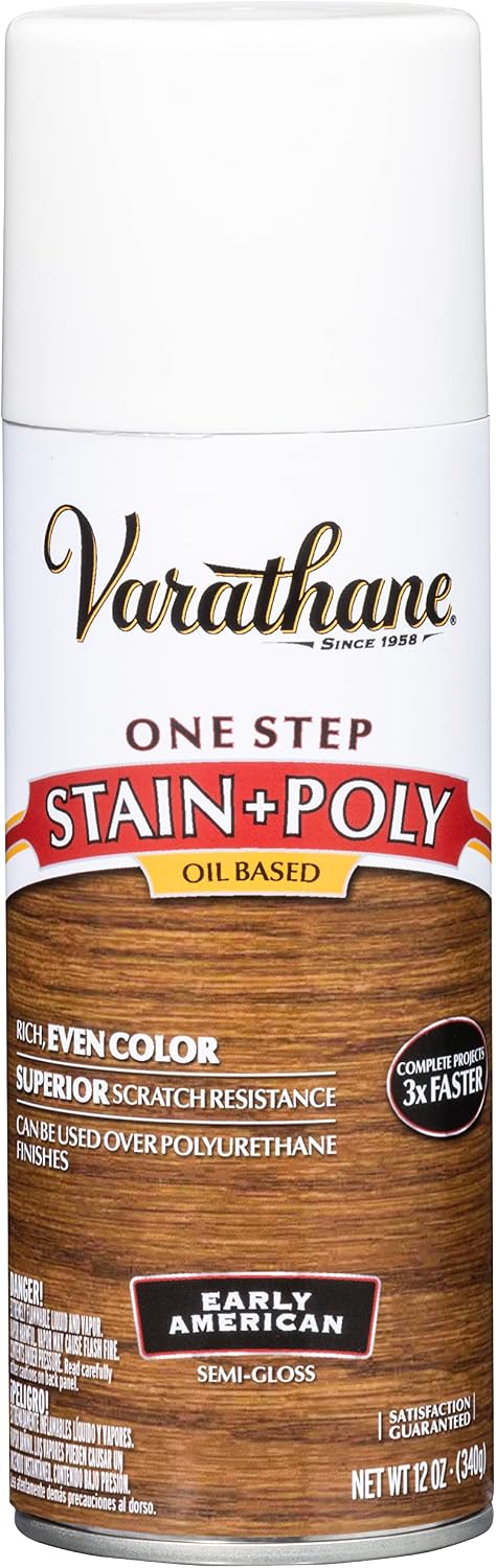 Varathane 243863 Oil-Based One Step Stain + Poly Spray, 12 oz, Golden Pecan