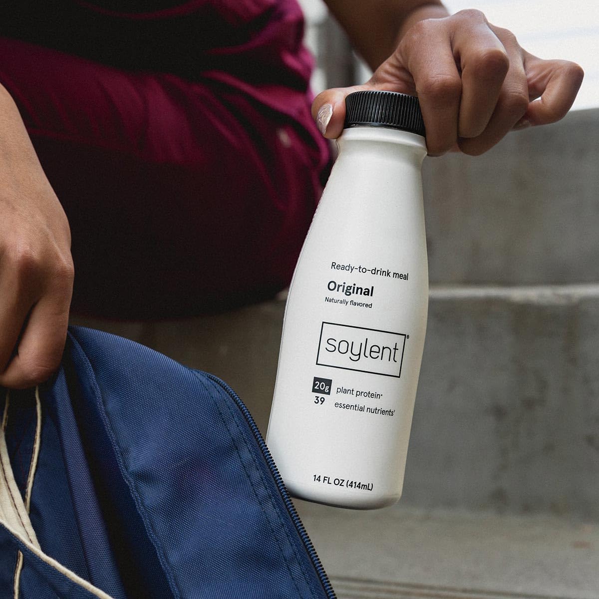 Soylent Creamy Chocolate Meal Replacement Shake, Ready-to-Drink Plant Based Protein Drink, Contains 20g Complete Vegan Protein and 1g Sugar, 14oz