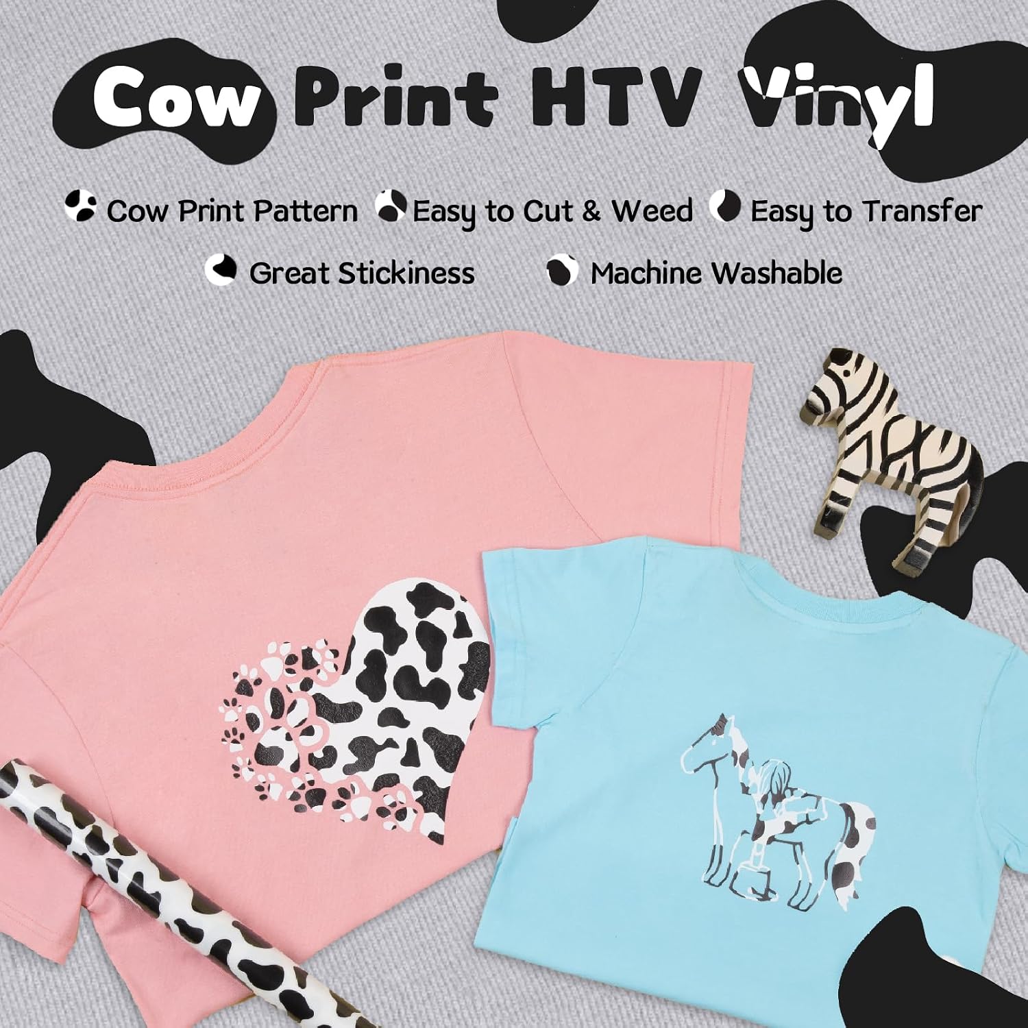 HTVRONT HTV Roll Heat Transfer Vinyl - 12" x 8ft Black HTV Vinyl for Shirts