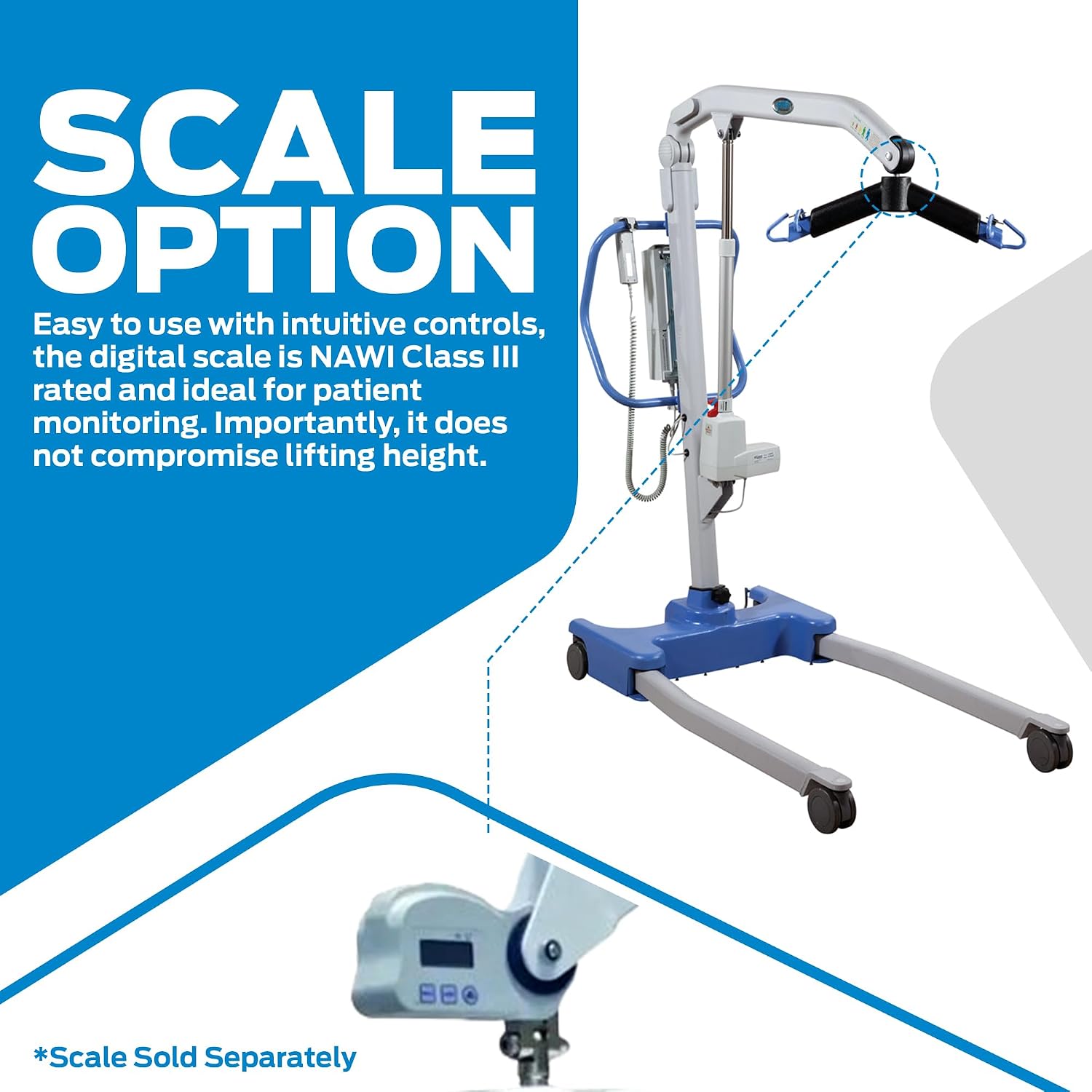 Joerns Hoyer Presence Patient Lift, 500 lbs Capacity, Power Operated Base, 6-Point Cradle, Smart Monitor Technology