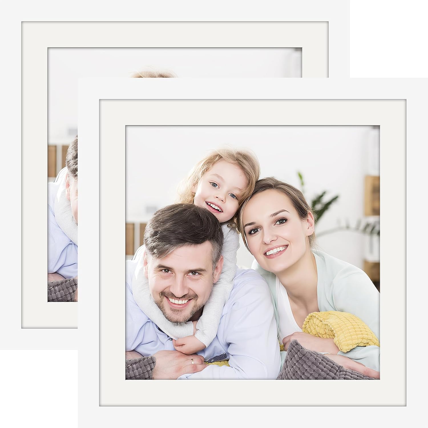 Picture Frames 8x8 2 Pack Made of Solid Wood Black for Wall Mounting and Tabletop Display
