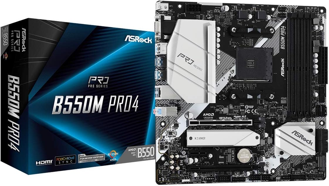 ASRock B550M PRO4 Supports 3rd Gen AMD AM4 Ryzen™ / Future AMD Ryzen™ Processors Motherboard