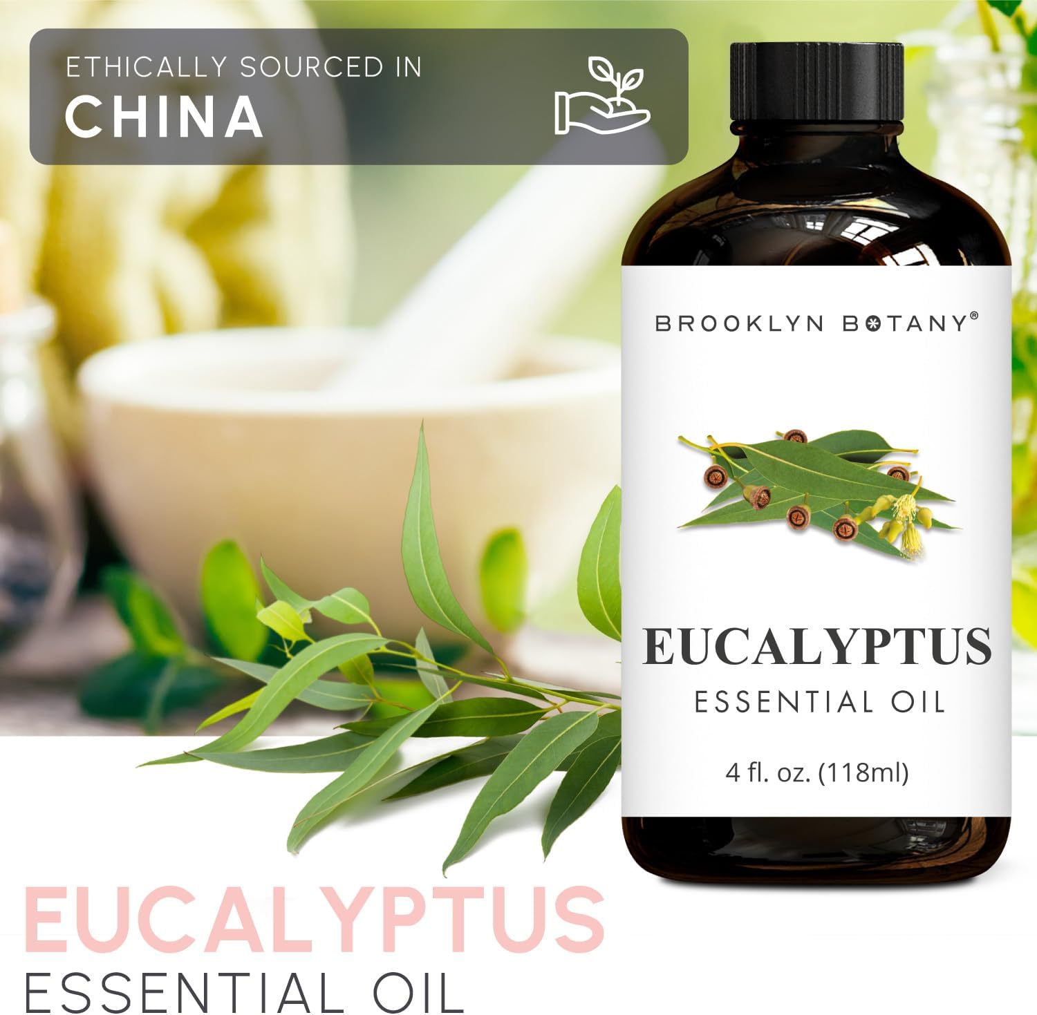 Brooklyn Botany Peppermint Essential Oil - Huge 4 Fl Oz - 100% Pure and Natural - Premium Grade with Dropper - for Aromatherapy and Diffuser